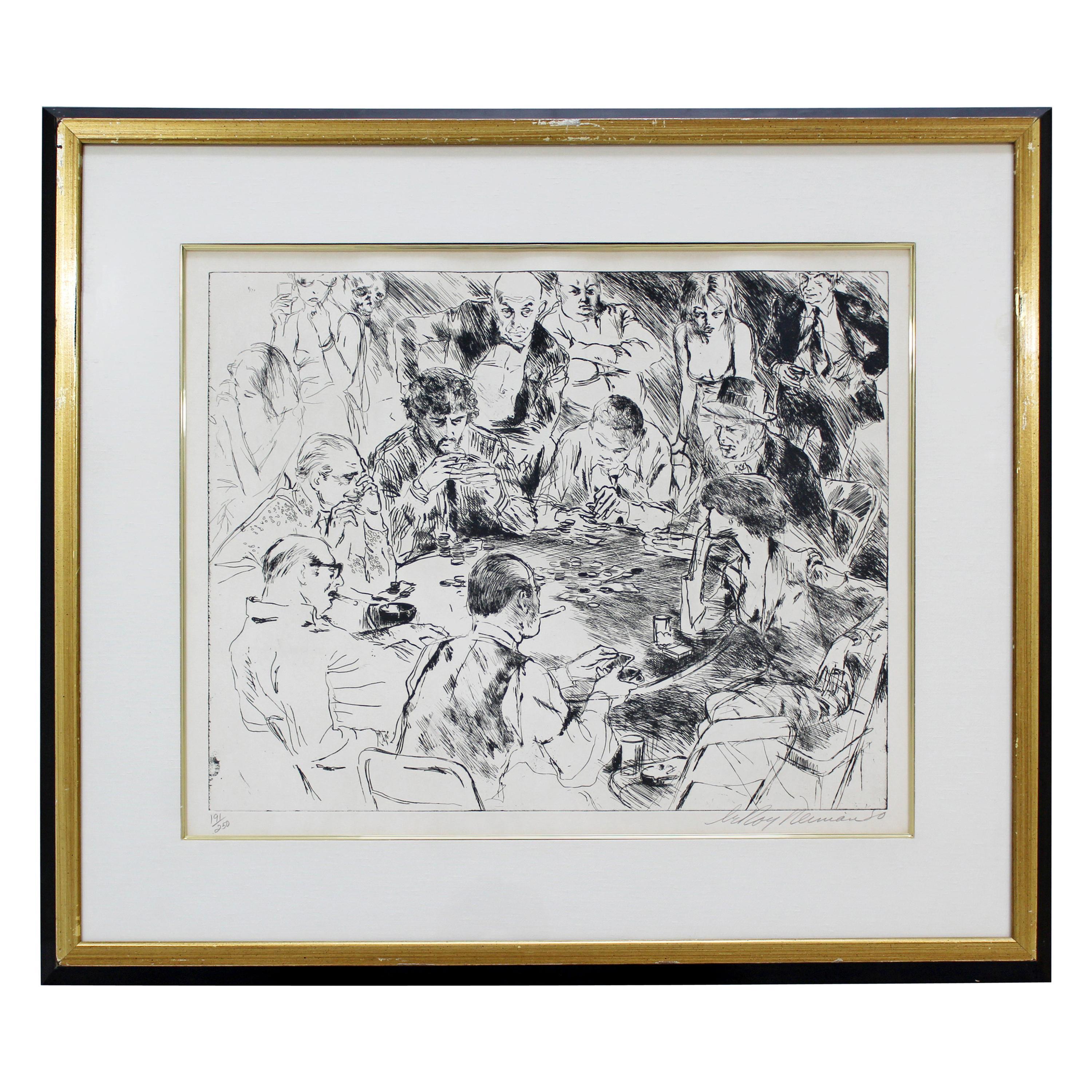 Mid-Century Modern Framed Game of Life Etching Signed Leroy Neiman 191/250