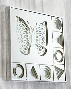 Mid-Century Modern Framed Greg Copeland 3D Butterfly Art Wall Mirror, 1973