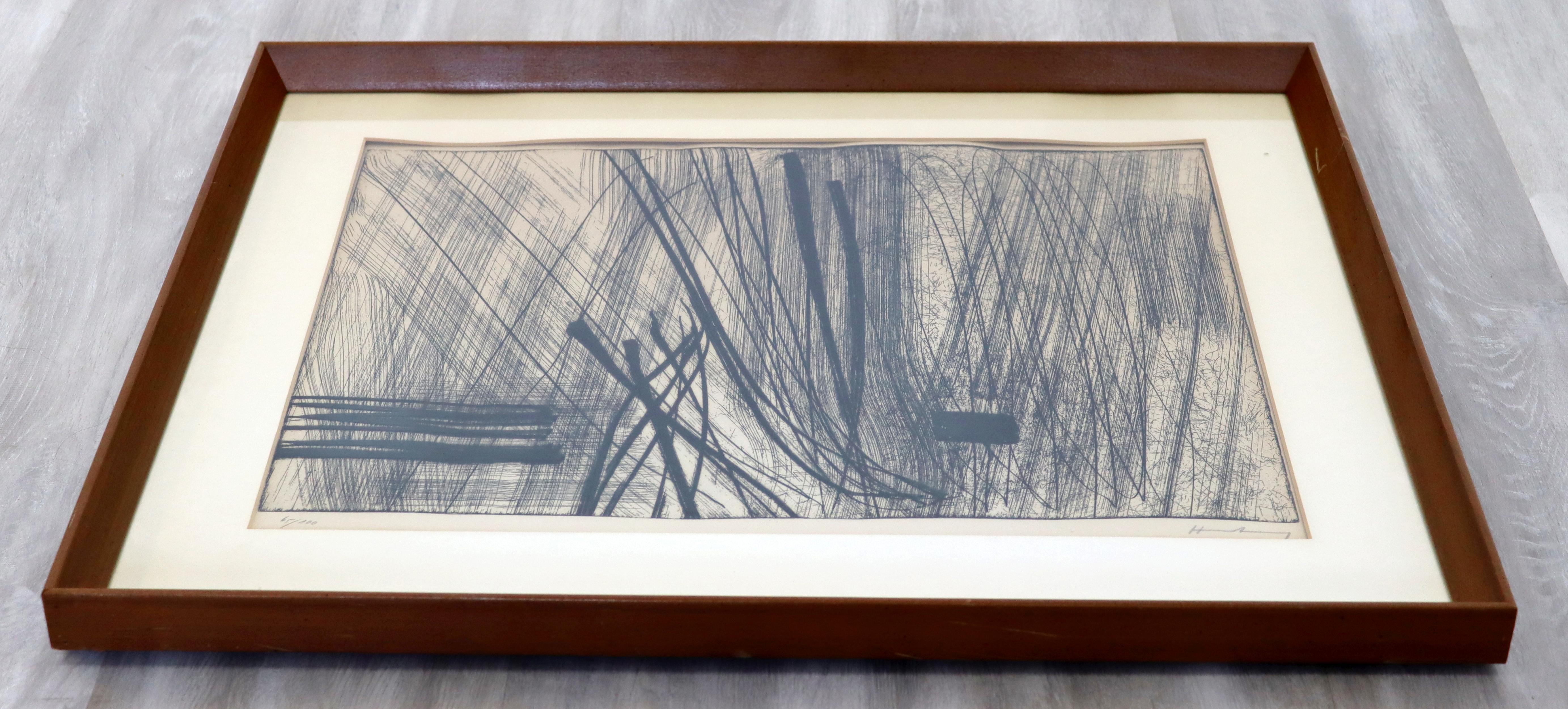 Mid-Century Modern Framed Hans Hartung Limited Edition Etching Hand Signed 1960s In Good Condition In Keego Harbor, MI