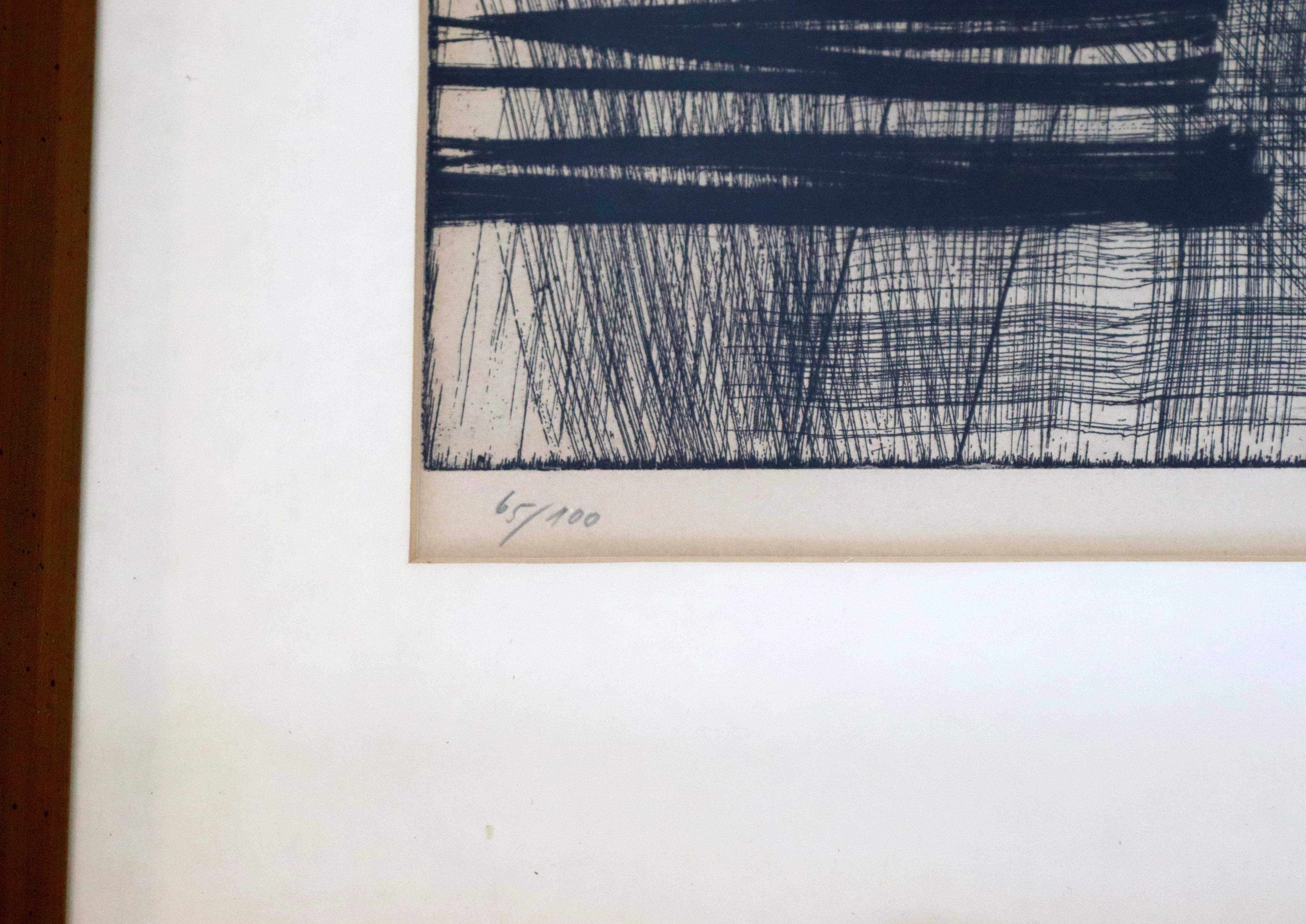 Paper Mid-Century Modern Framed Hans Hartung Limited Edition Etching Hand Signed 1960s