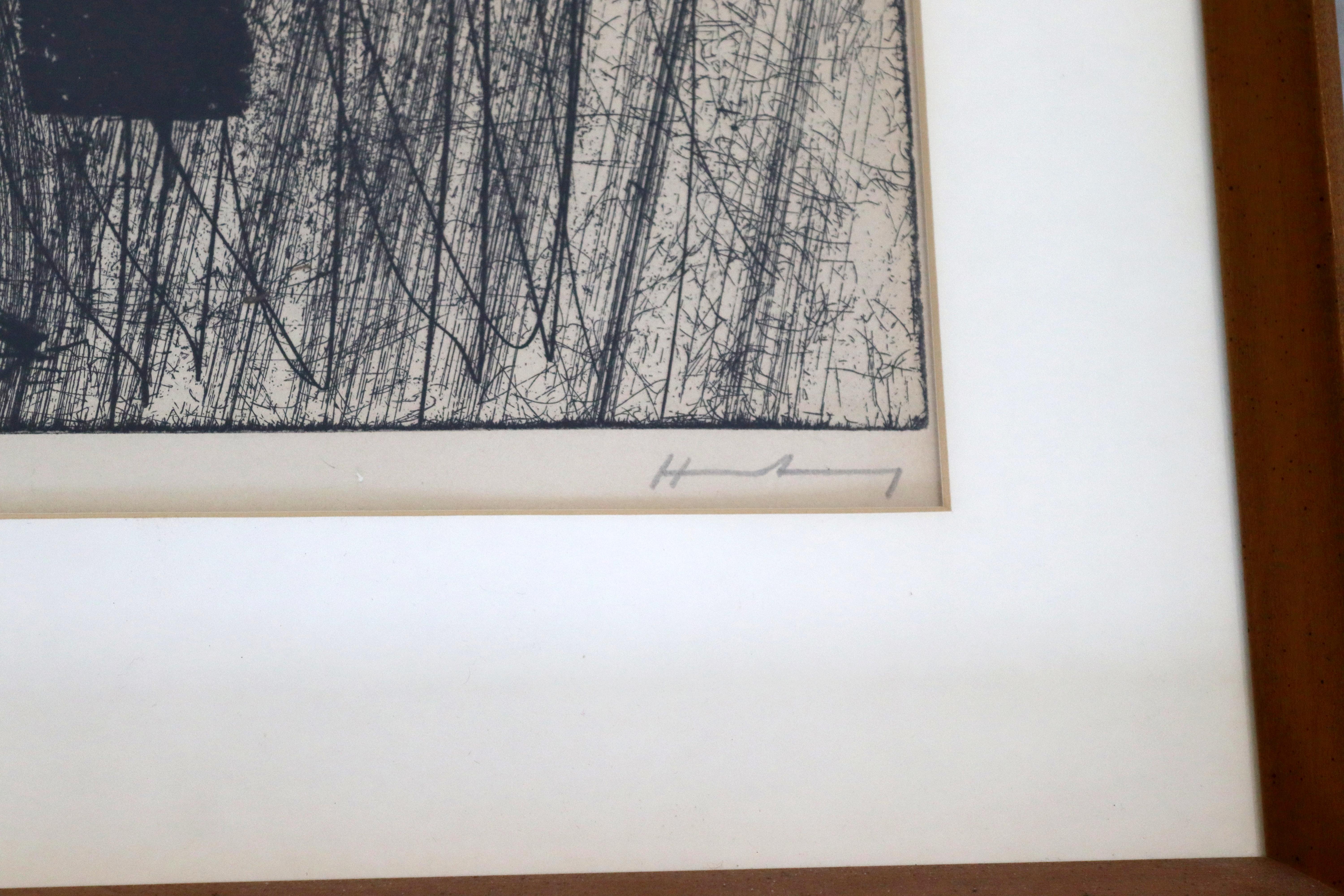 Mid-Century Modern Framed Hans Hartung Limited Edition Etching Hand Signed 1960s 1