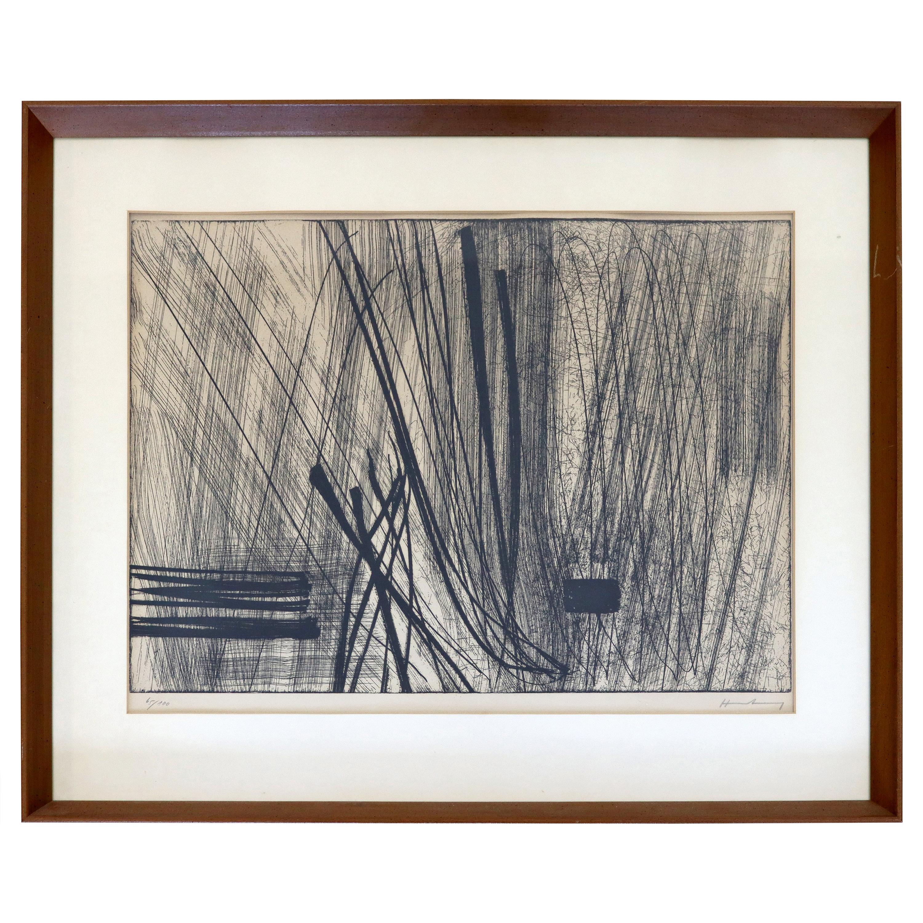 Mid-Century Modern Framed Hans Hartung Limited Edition Etching Hand Signed 1960s