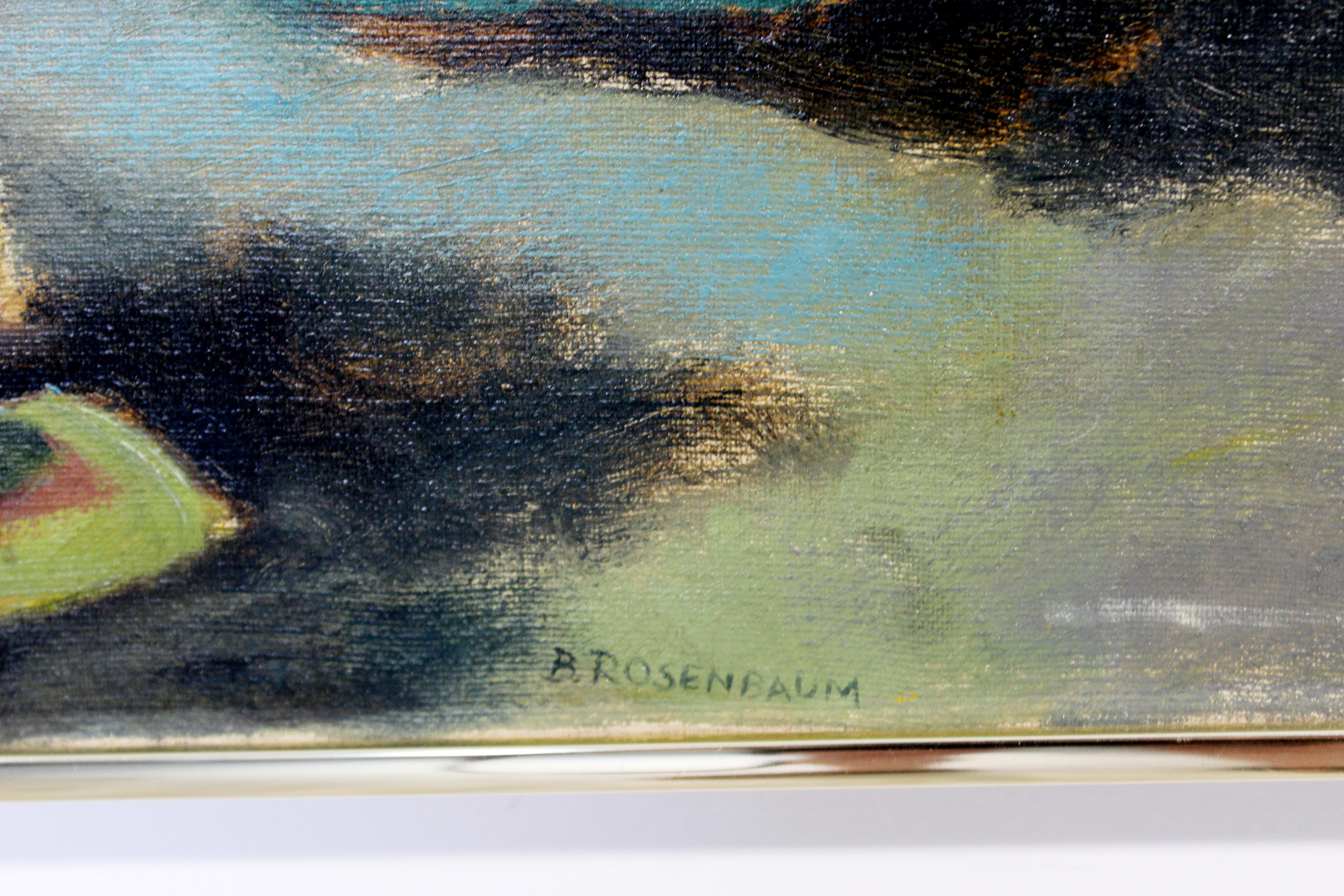 Mid-Century Modern Framed Impressionist Oil Canvas Painting Signed B. Rosenbaum 1