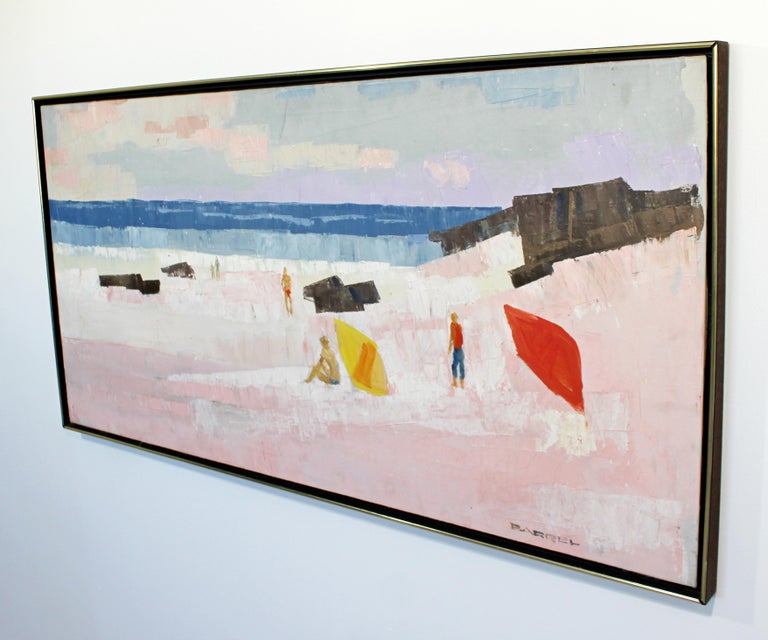 MidCentury Modern Framed Impressionist Oil Painting Signed W.R Barrel