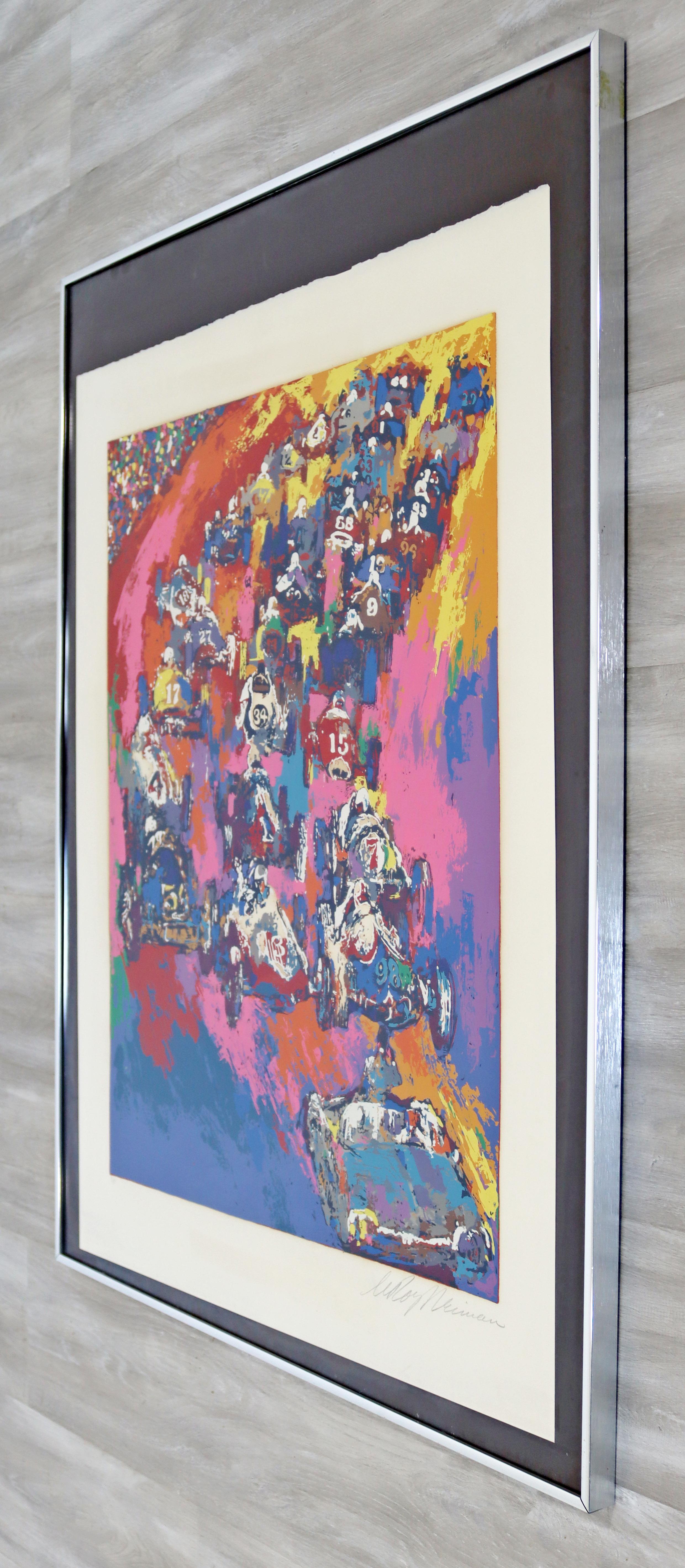Late 20th Century Mid-Century Modern Framed Indy Start A.P. Lithograph Signed Leroy Neiman, 1970s