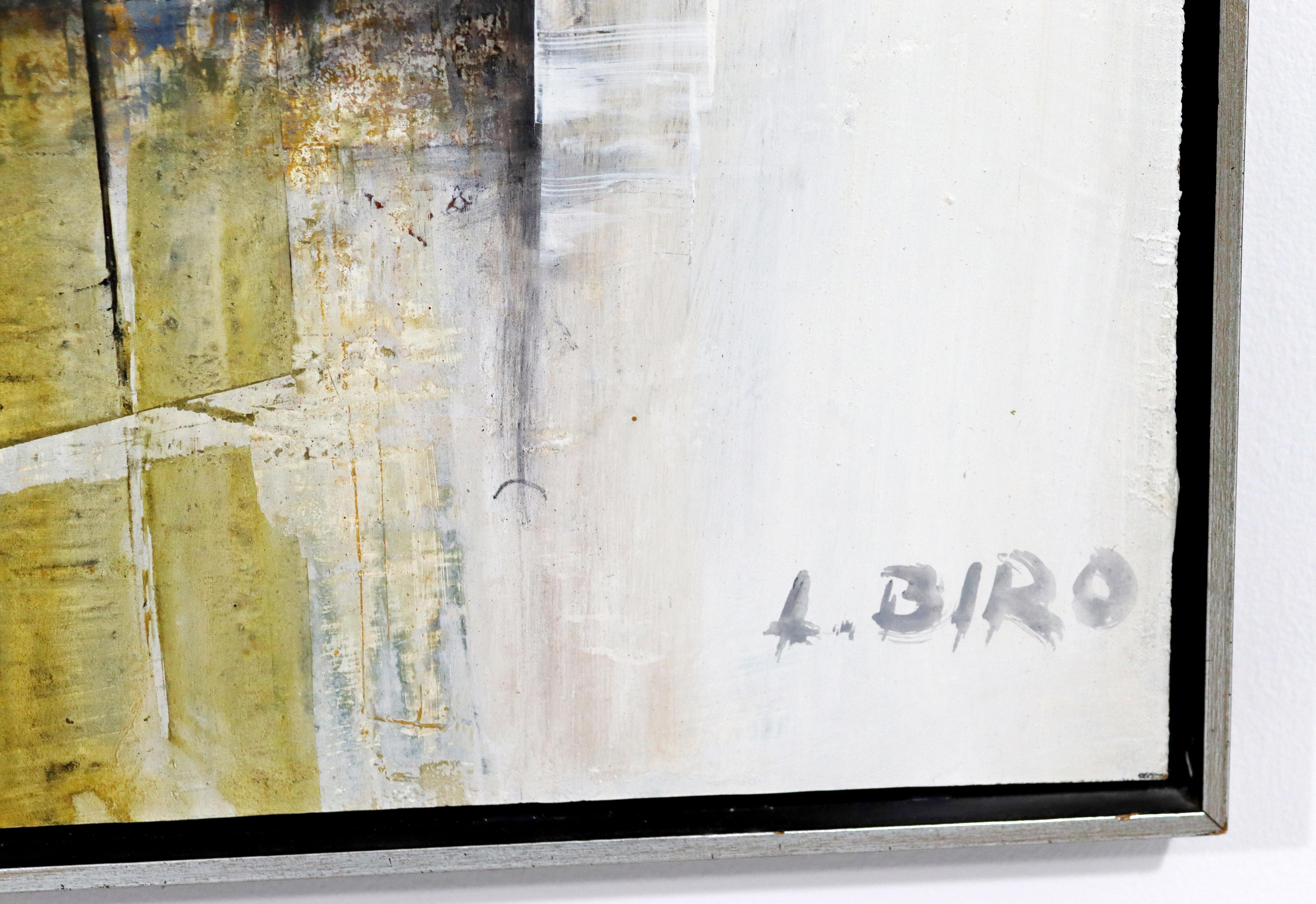 Mid-Century Modern Framed L. Biro Signed Oil on Board Painting Chapel 1970s 2