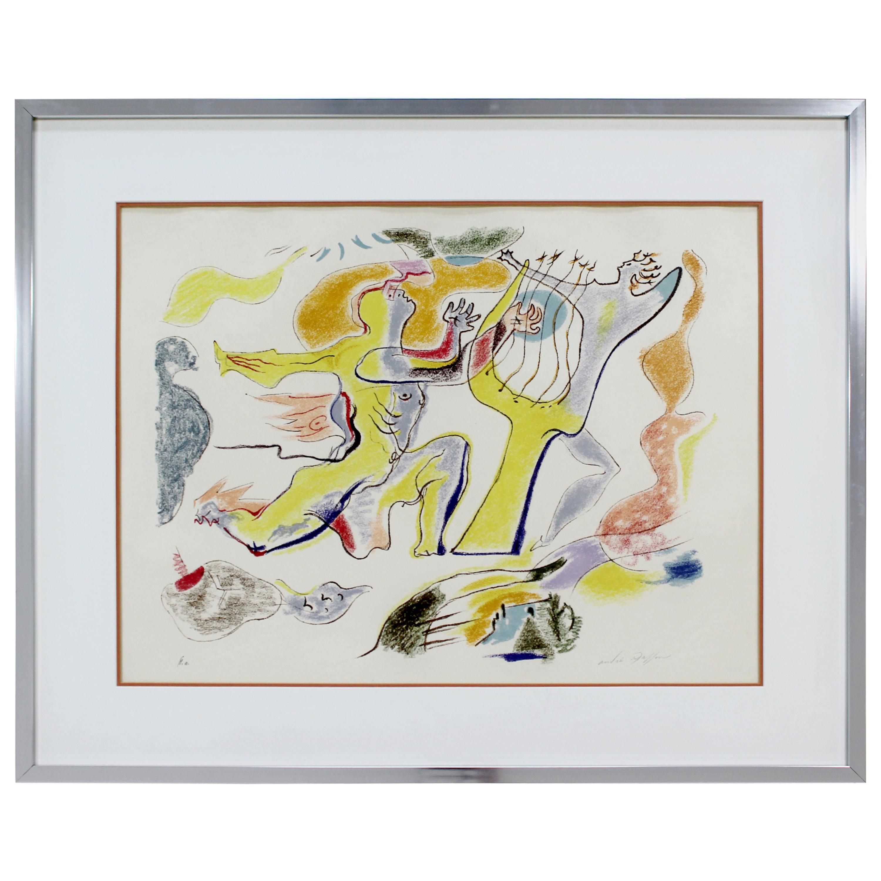 Mid-Century Modern Framed Large E.A. Lithograph Seduction Signed Andre Masson