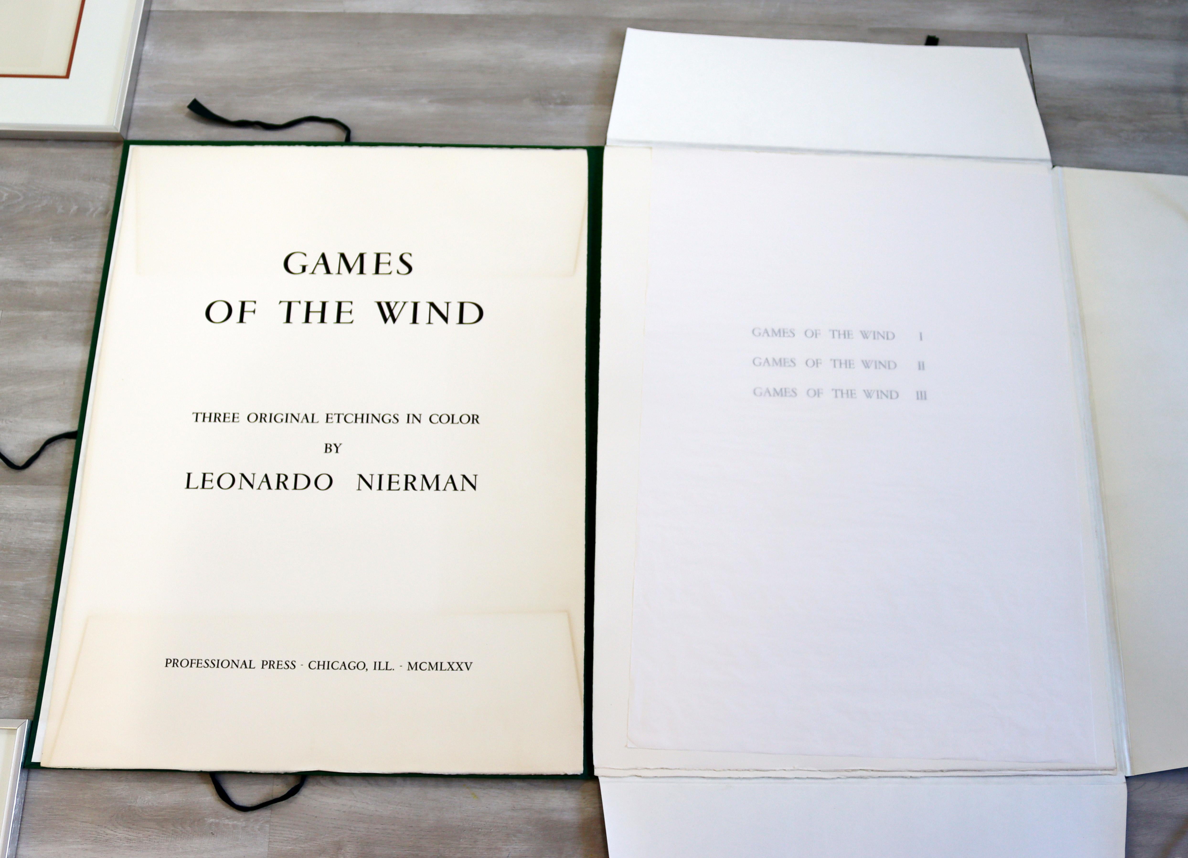 Mid-Century Modern Framed Leonardo Nierman Suite of Signed Color Etchings, 1970s 5
