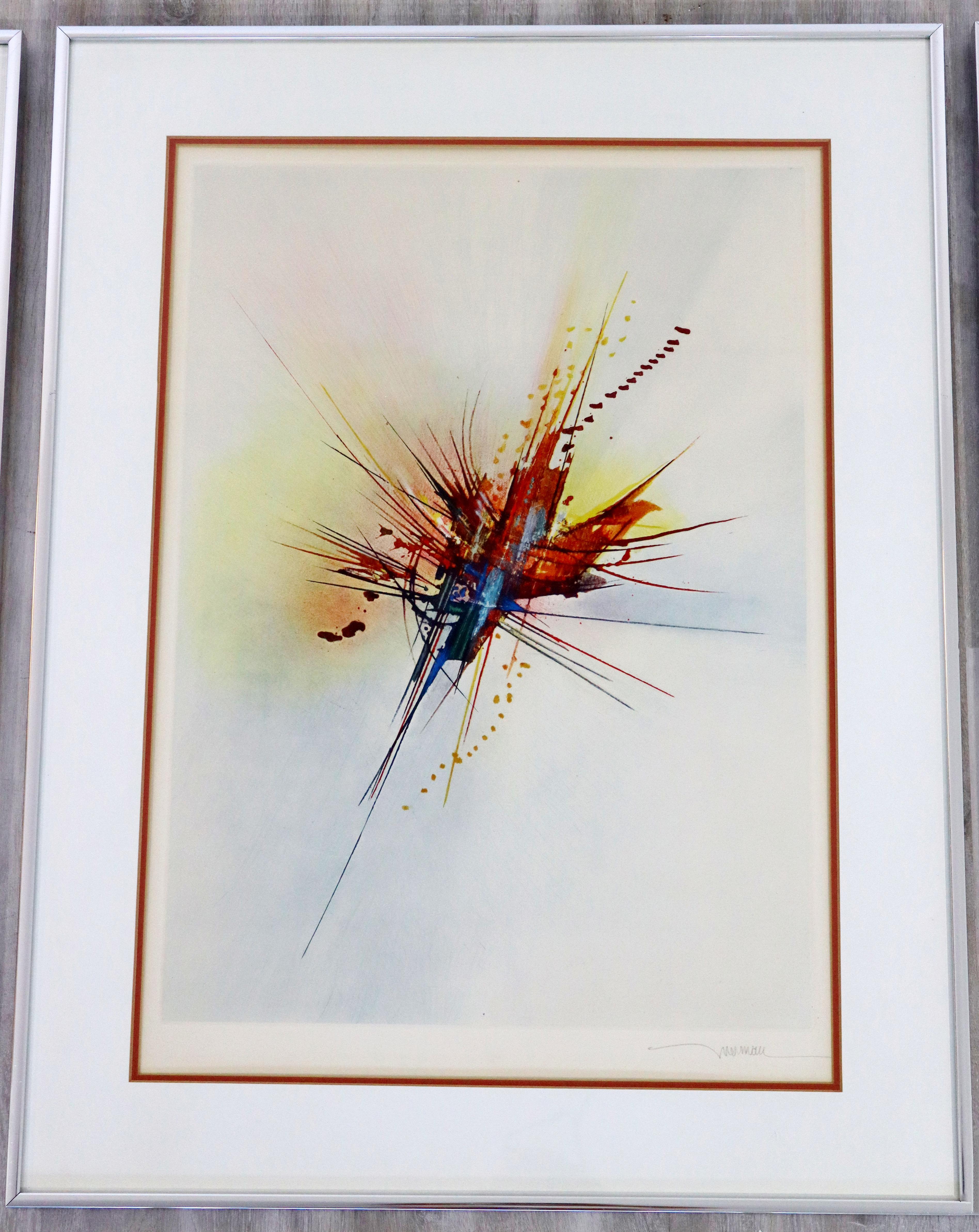 Mid-Century Modern Framed Leonardo Nierman Suite of Signed Color Etchings, 1970s In Good Condition In Keego Harbor, MI