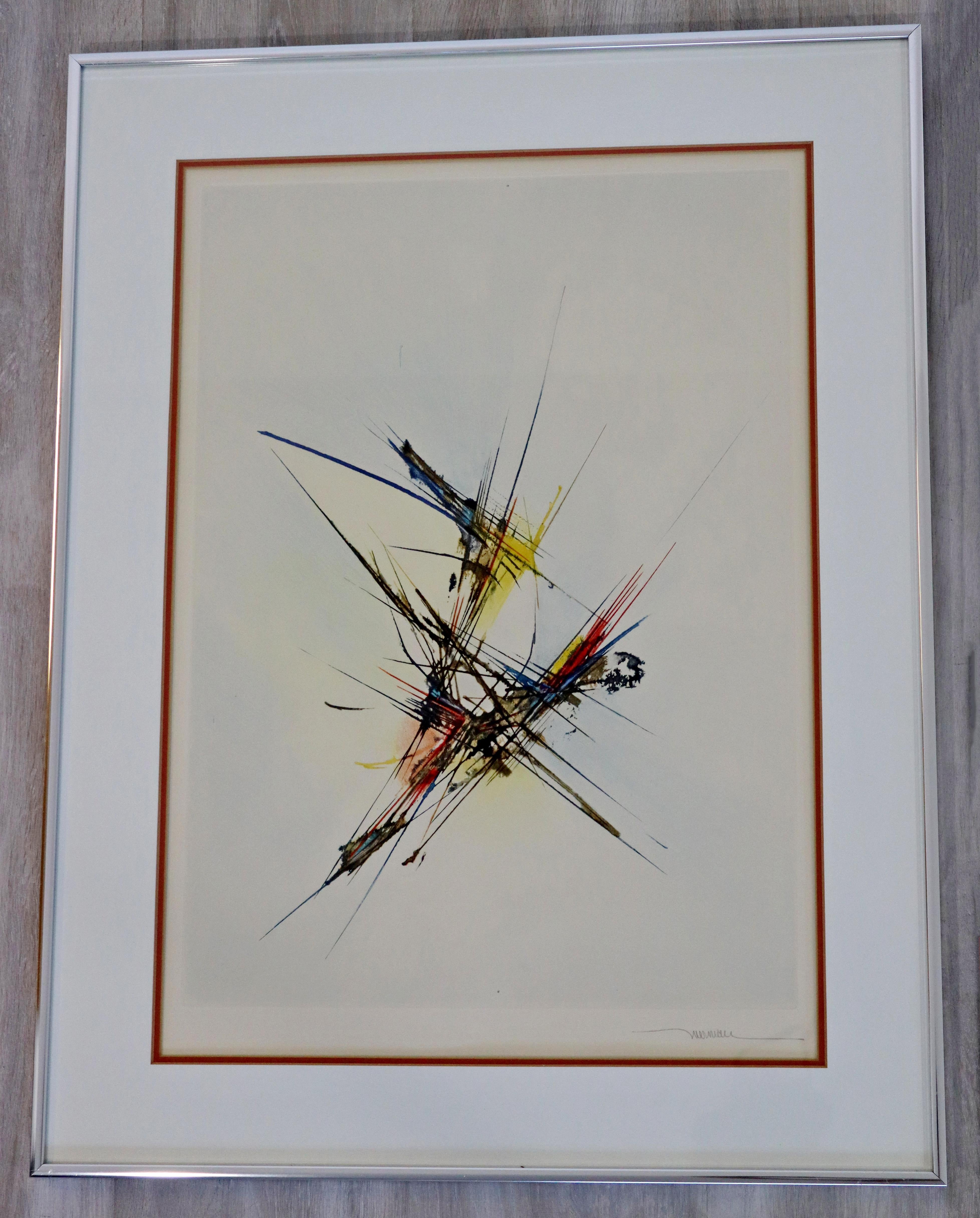 Late 20th Century Mid-Century Modern Framed Leonardo Nierman Suite of Signed Color Etchings, 1970s