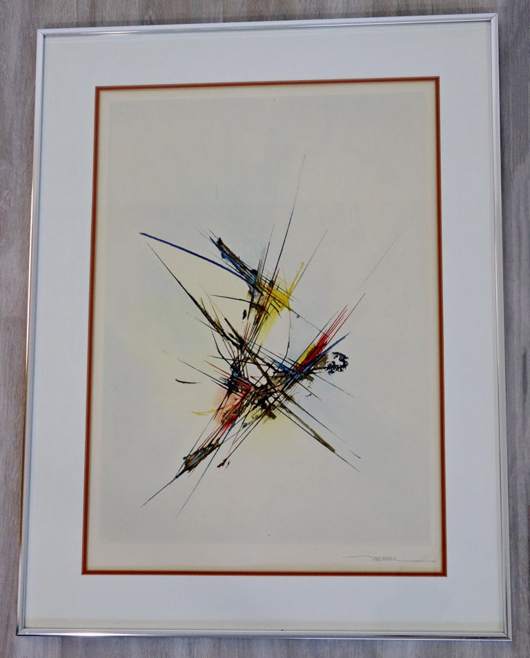 Late 20th Century Mid-Century Modern Framed Leonardo Nierman Suite of Signed Color Etchings, 1970s For Sale
