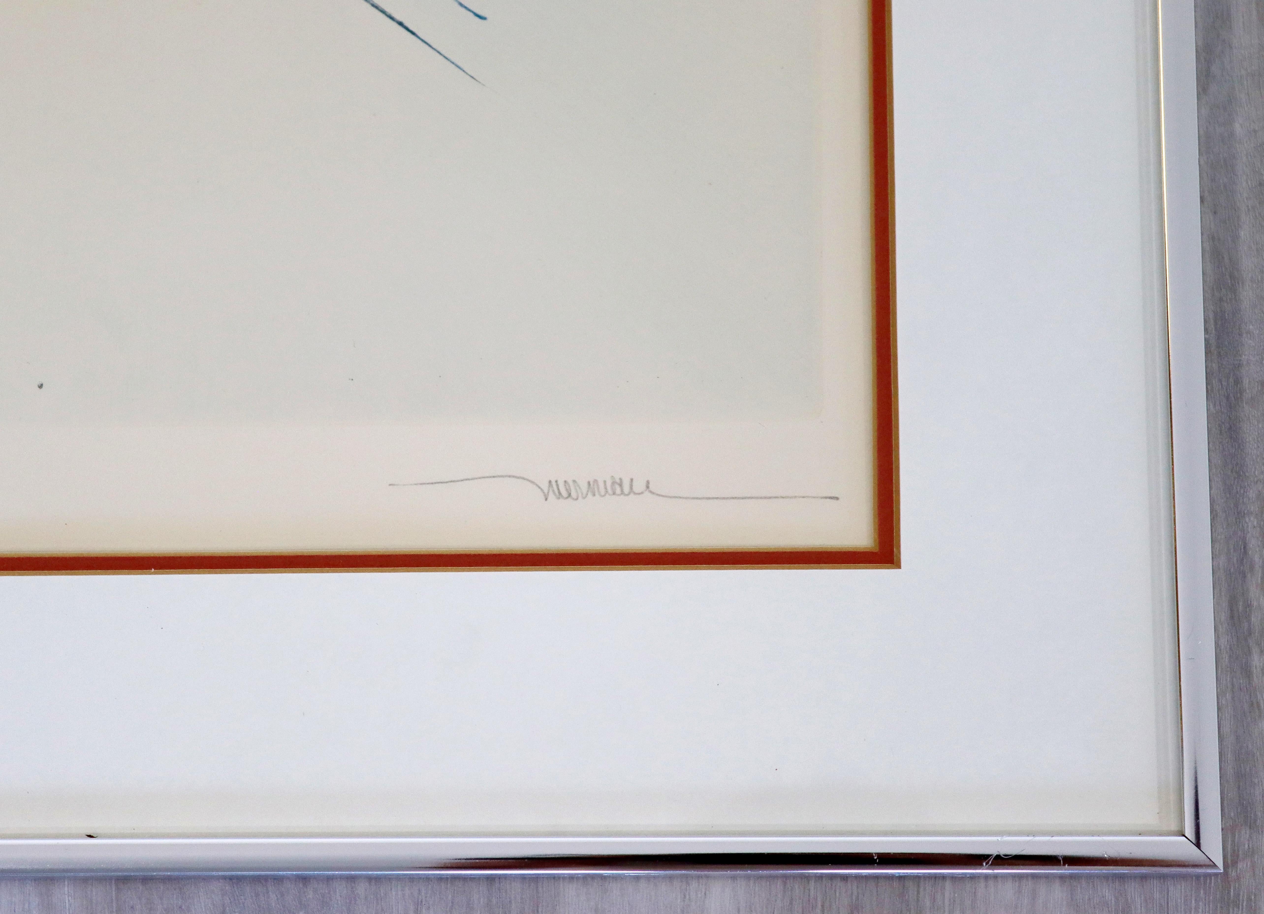 Mid-Century Modern Framed Leonardo Nierman Suite of Signed Color Etchings, 1970s 2