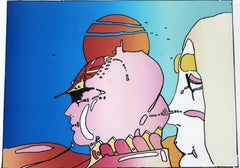 Mid-Century Modern Framed Litho by Peter Max Talking to Karen Signed Numbered