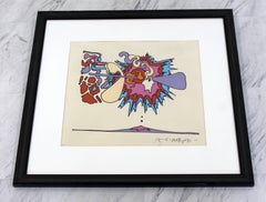 Mid-Century Modern Framed Litho Winter Sunshine Peter Max Signed Numbered 1970s