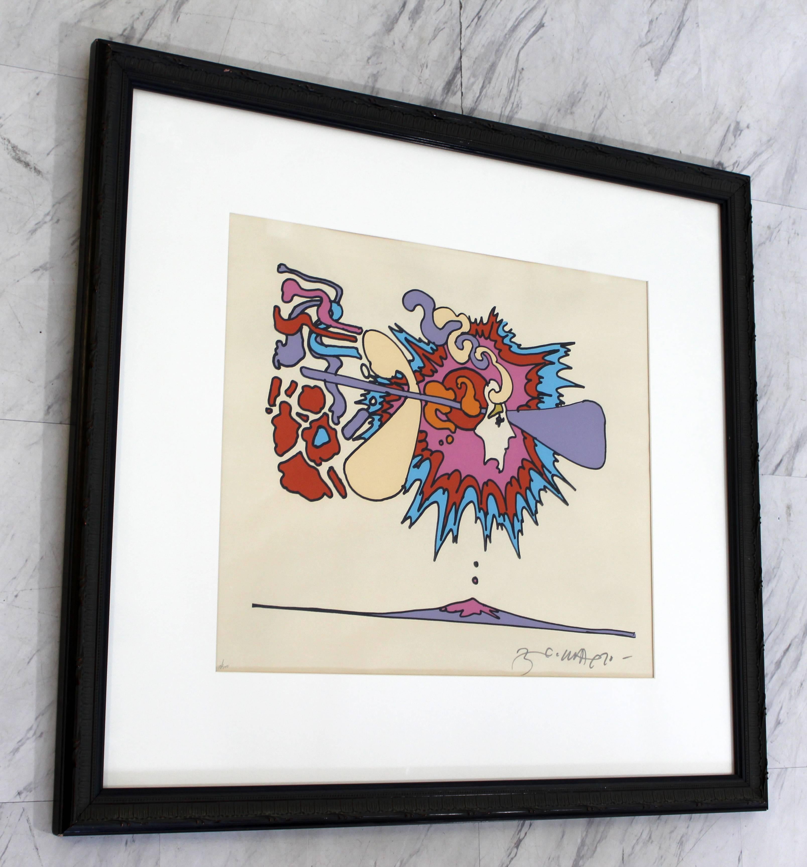 American Mid-Century Modern Framed Litho Winter Sunshine Peter Max Signed Numbered 1970s