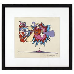 Mid-Century Modern Framed Litho Winter Sunshine Peter Max Signed Numbered 1970s