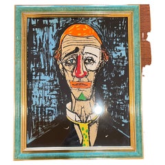 Mid-Century Modern Framed Lithograph by Bernard Buffet Tete De Clown