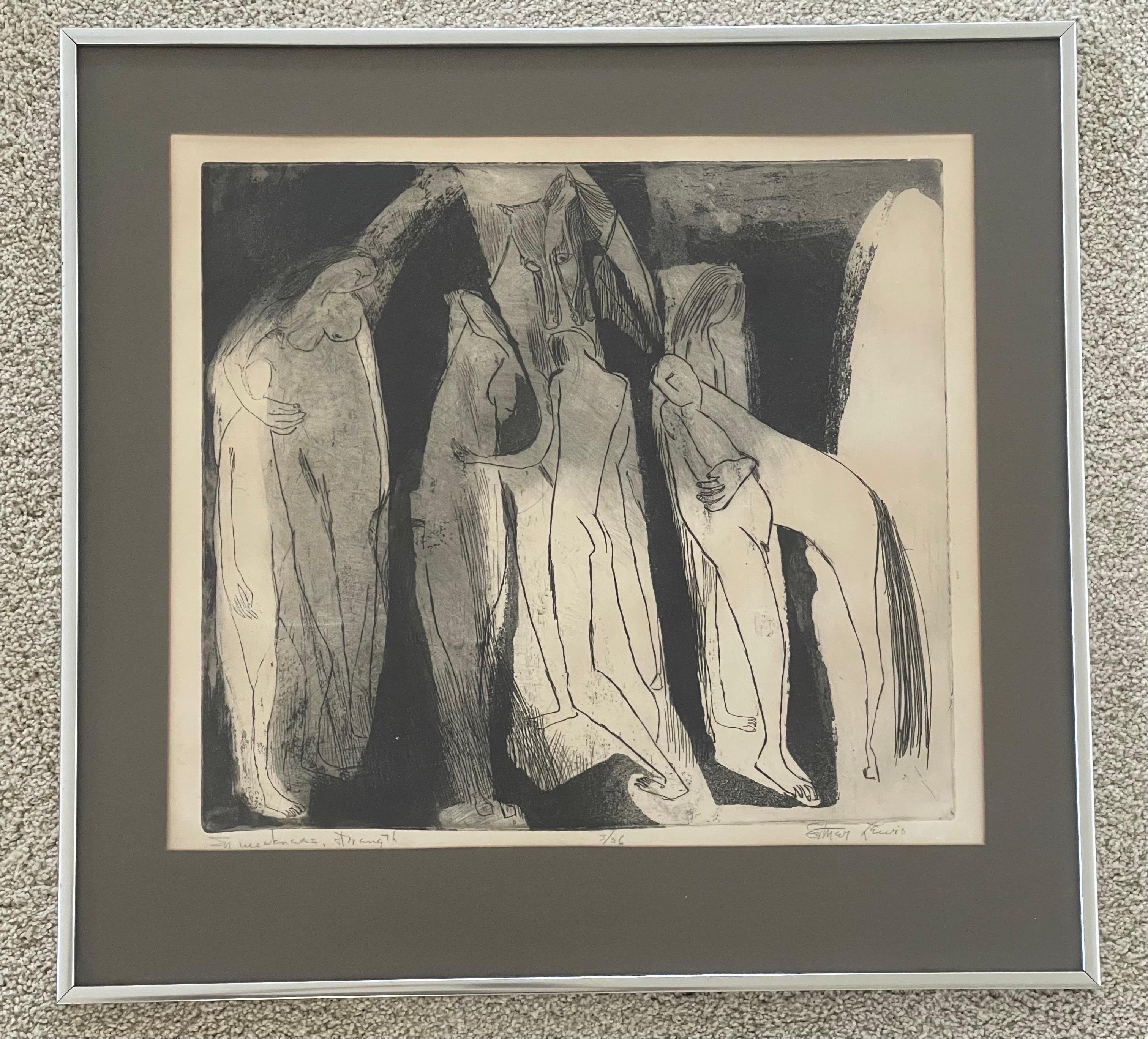 Gerahmte Lithographie „In Weakness, Strength“ von Esther Lewis, Moderne der Mitte des Jahrhunderts im Angebot 8