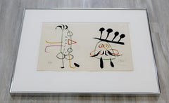 Mid-Century Modern Framed Lithograph Signed by Miro L'enfance D'ubu 1975 18/120