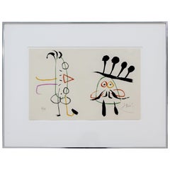 Mid-Century Modern Framed Lithograph Signed by Miro L'enfance D'ubu 1975 18/120