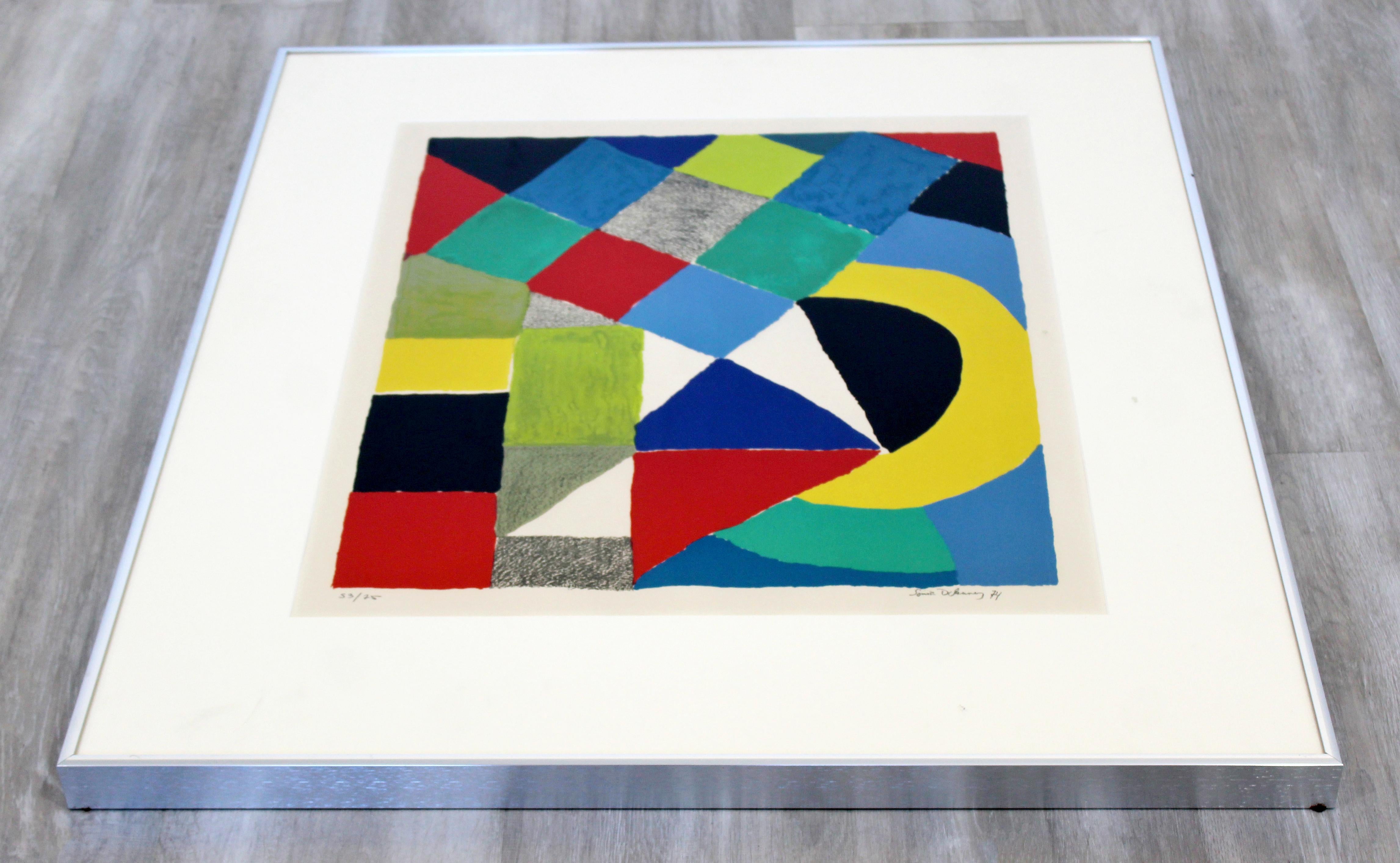 Late 20th Century Mid-Century Modern Framed Lithograph Signed Sonia Delaunay Arlequin 53/75, 1970s