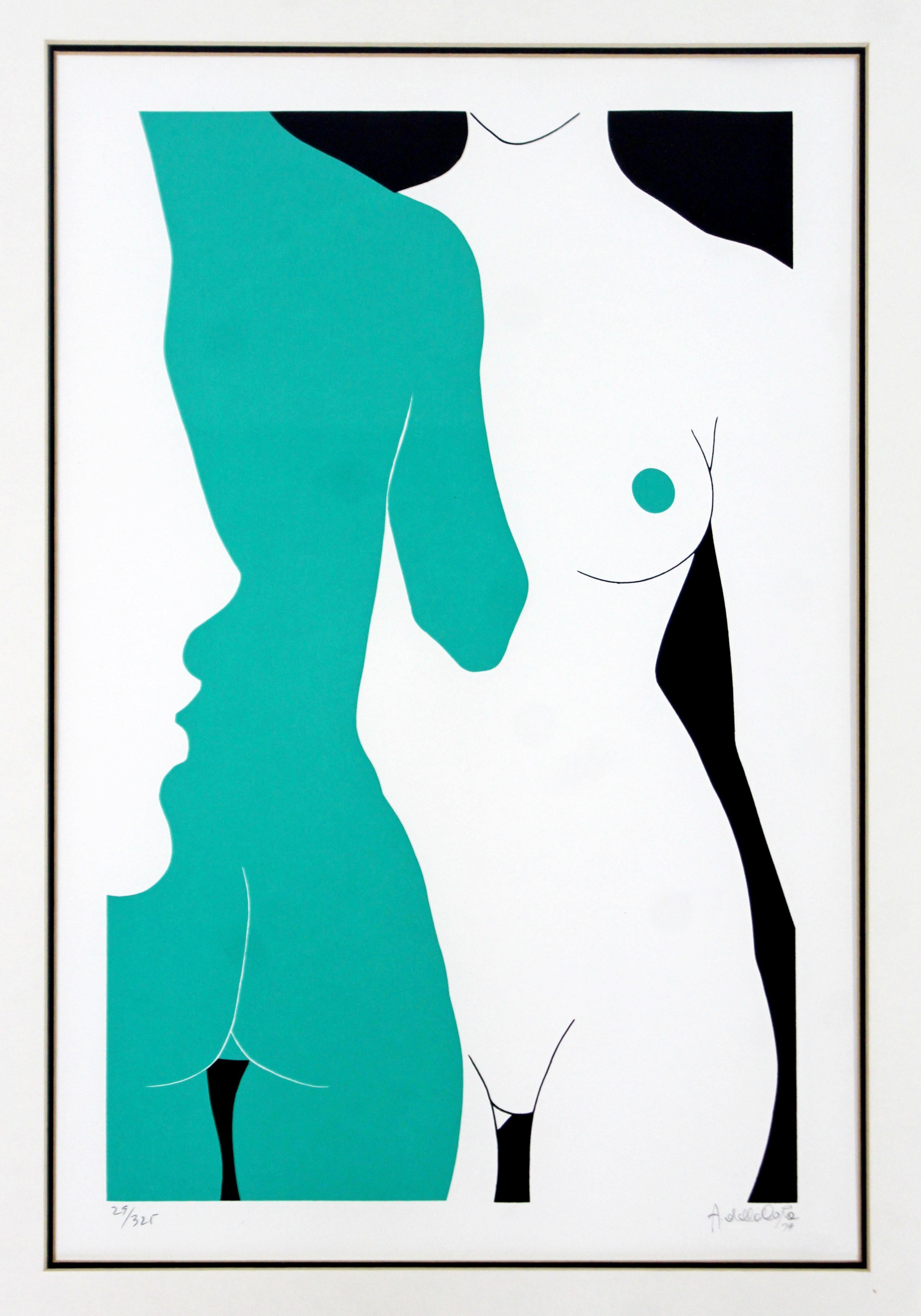 For your consideration is a mesmerizing, framed lithograph, depicting green nudes, signed and numbered 29/325, dated 1979. In excellent condition. The dimensions of the frame are 18.75