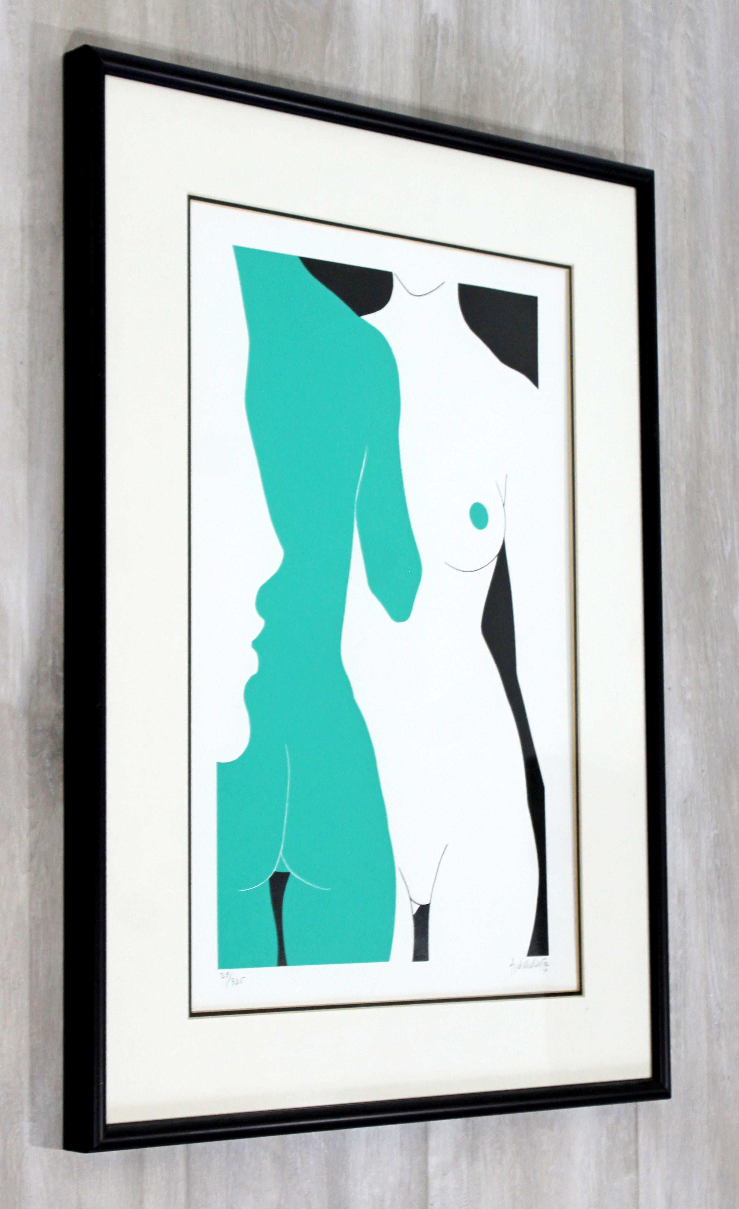 Mid-Century Modern Framed Lithograph The Nudes Signed Dated 1979 29/325 Green In Good Condition In Keego Harbor, MI
