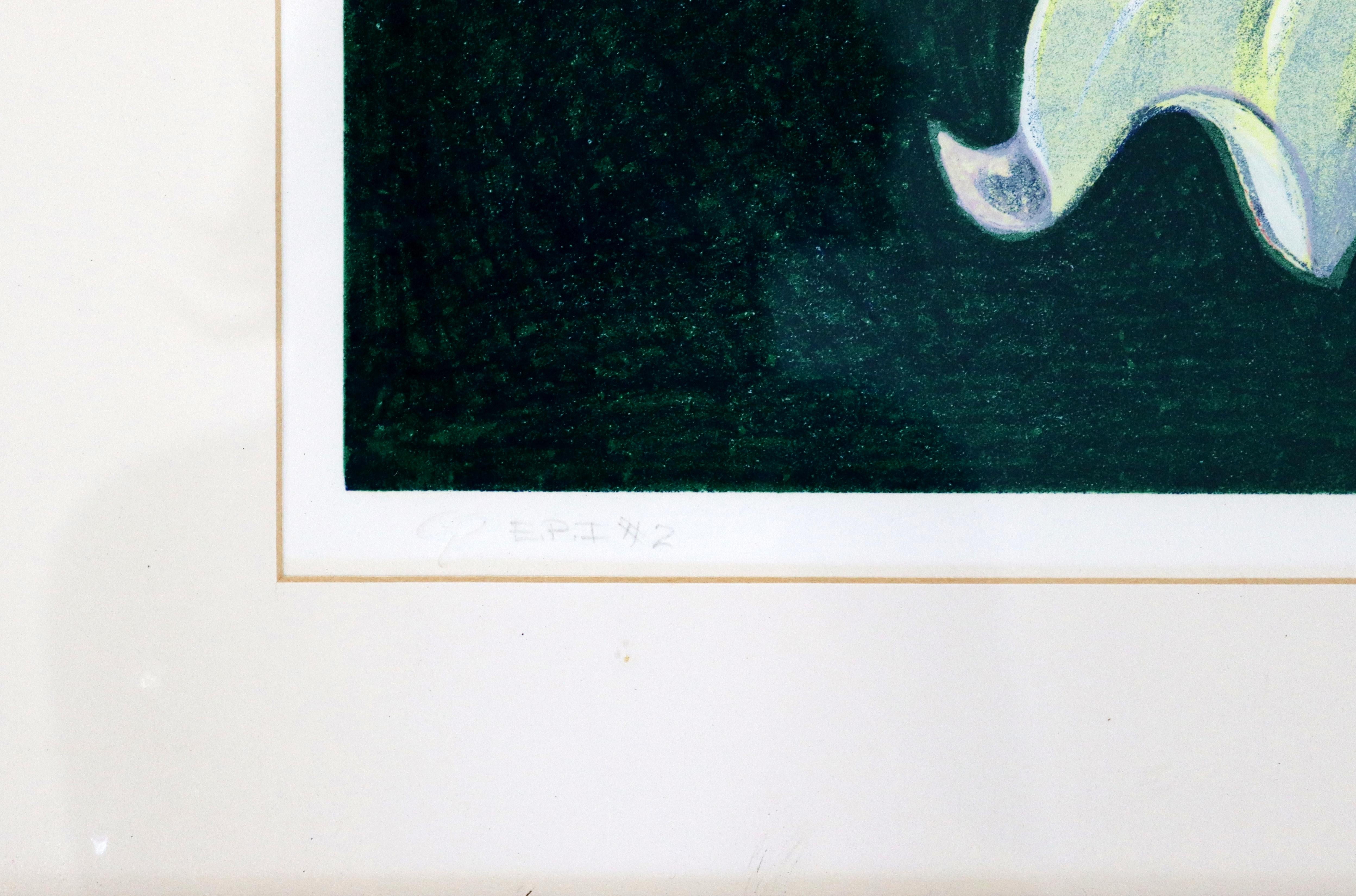 Fin du 20e siècle Lithographie encadrée moderne mi-siècle Lowell Nesbitt signée à la main Lily & Rose, années 70 en vente