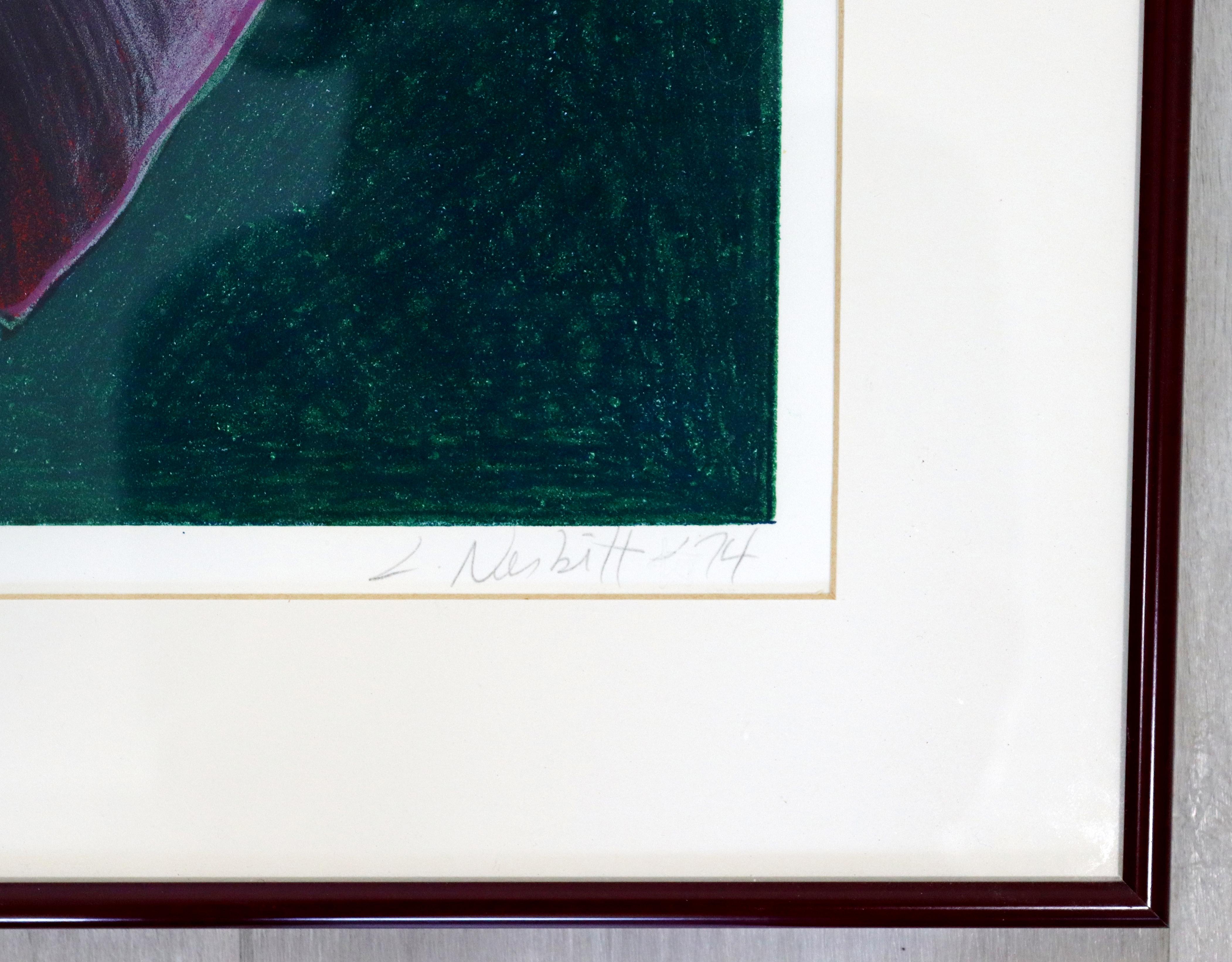 Papier Lithographie encadrée moderne mi-siècle Lowell Nesbitt signée à la main Lily & Rose, années 70 en vente
