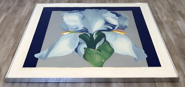Mid-Century Modern Framed Lowell Nesbitt Signed Silkscreen AP Oriental Iris 70s In Good Condition For Sale In Keego Harbor, MI