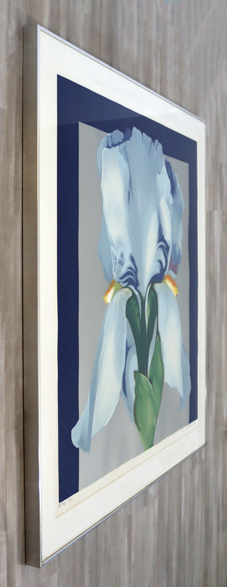Late 20th Century Mid-Century Modern Framed Lowell Nesbitt Signed Silkscreen AP Oriental Iris 70s For Sale