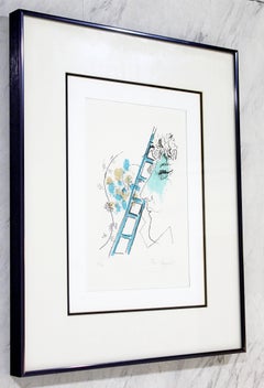 Mid-Century Modern Framed Marc Chagall Etching Litho L'echelle Signed 36/90 1957