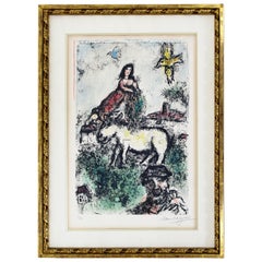 Mid-Century Modern Framed Marc Chagall Signed Lithograph Un jardin perdu 5/50