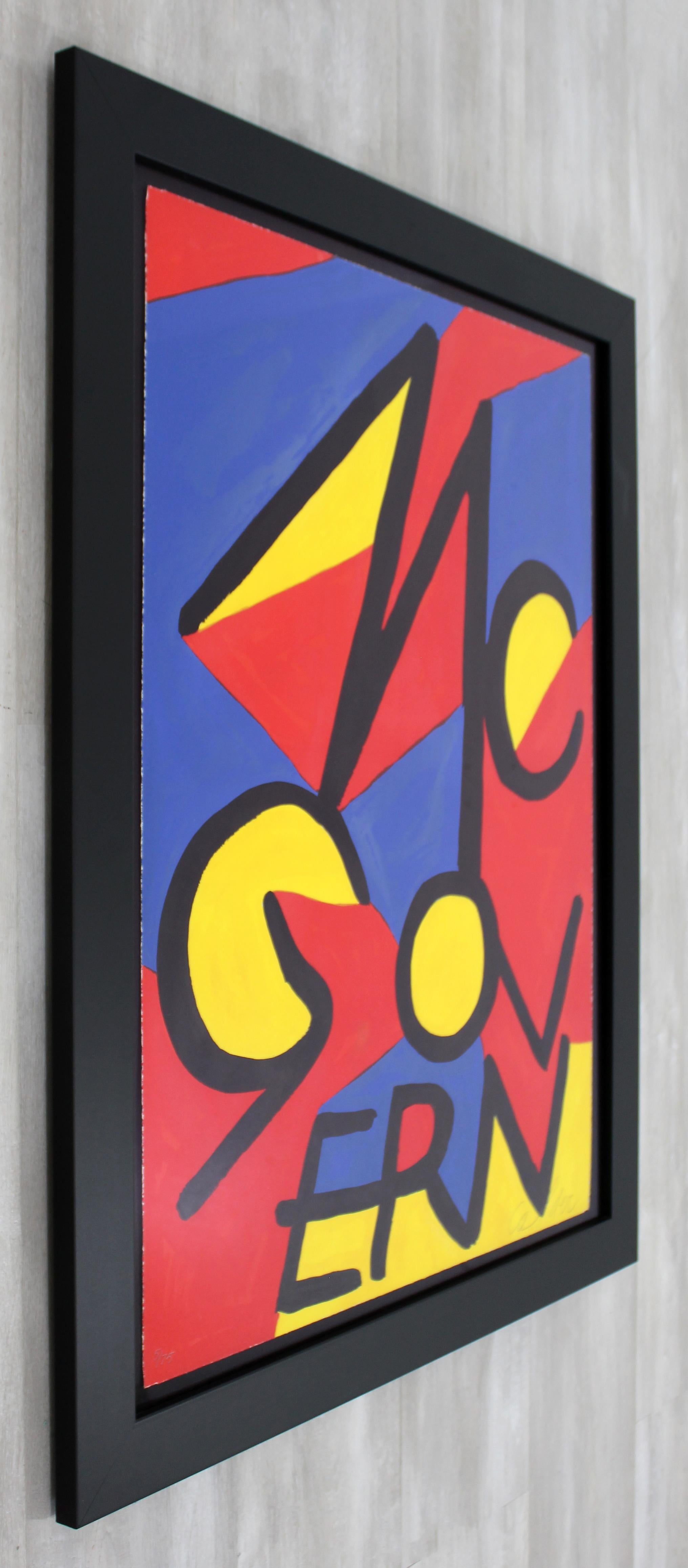 Mid-Century Modern Framed McGovern Lithograph Signed Alexander Calder 5/75 1970s In Good Condition In Keego Harbor, MI
