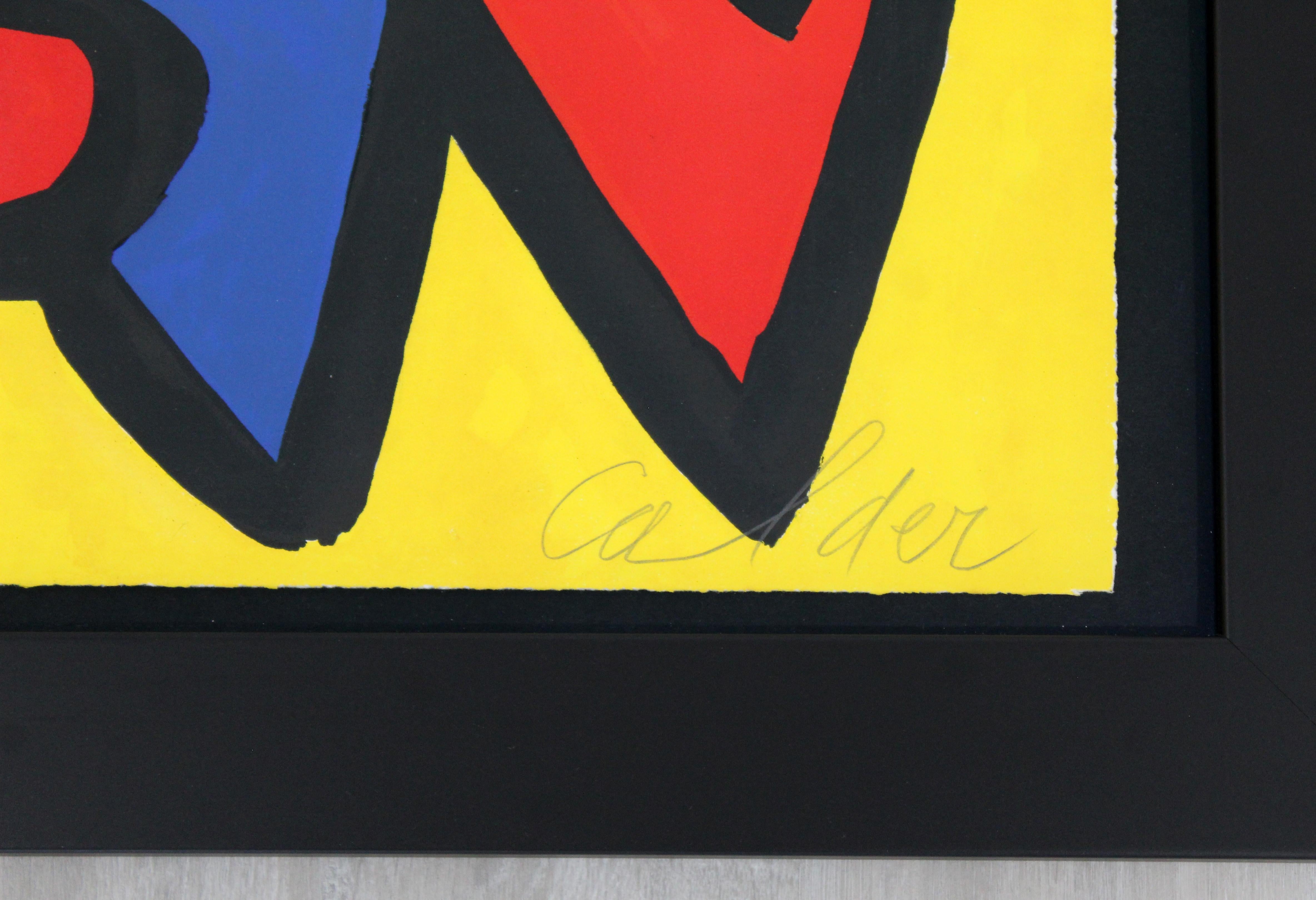 Paper Mid-Century Modern Framed McGovern Lithograph Signed Alexander Calder 5/75 1970s