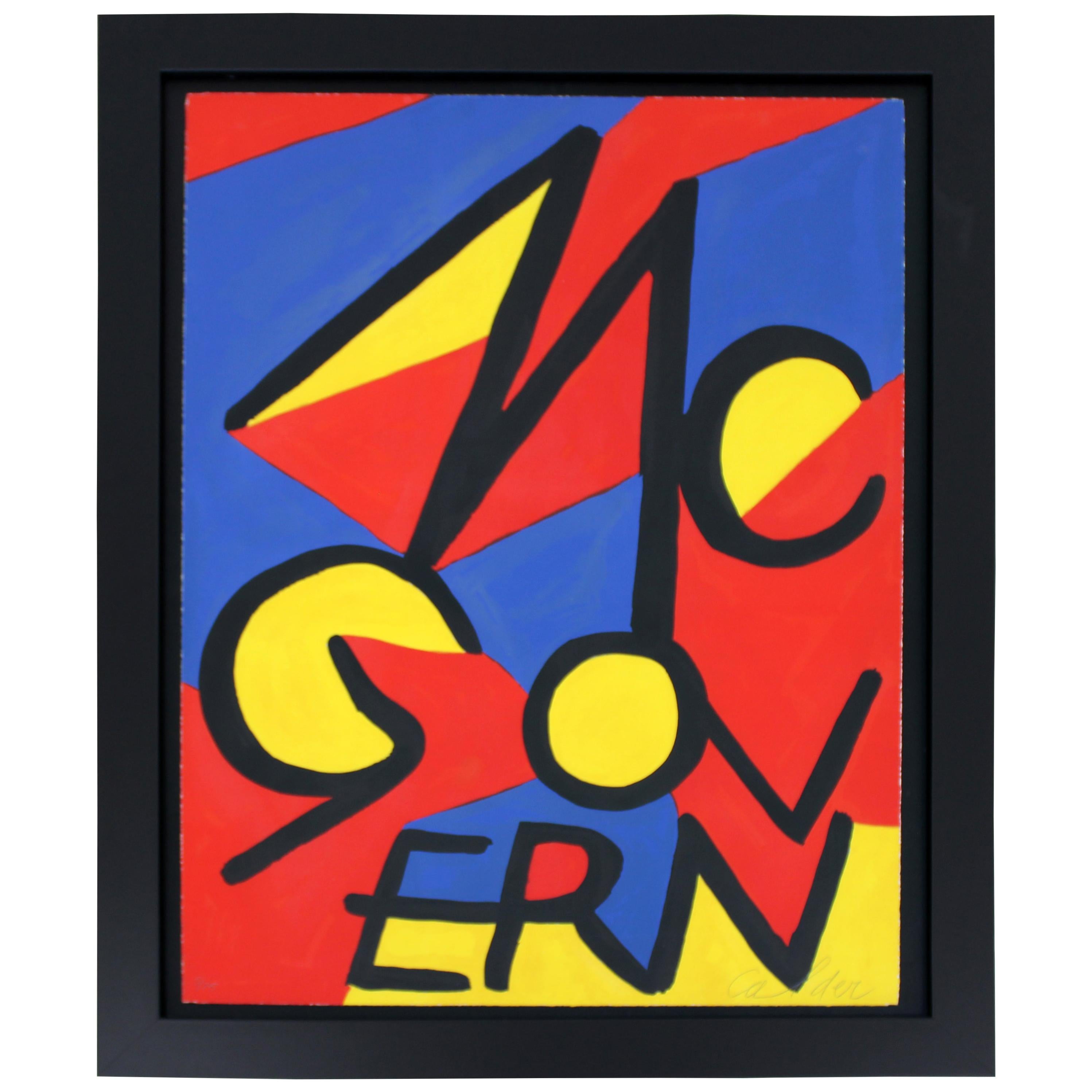 Mid-Century Modern Framed McGovern Lithograph Signed Alexander Calder 5/75 1970s