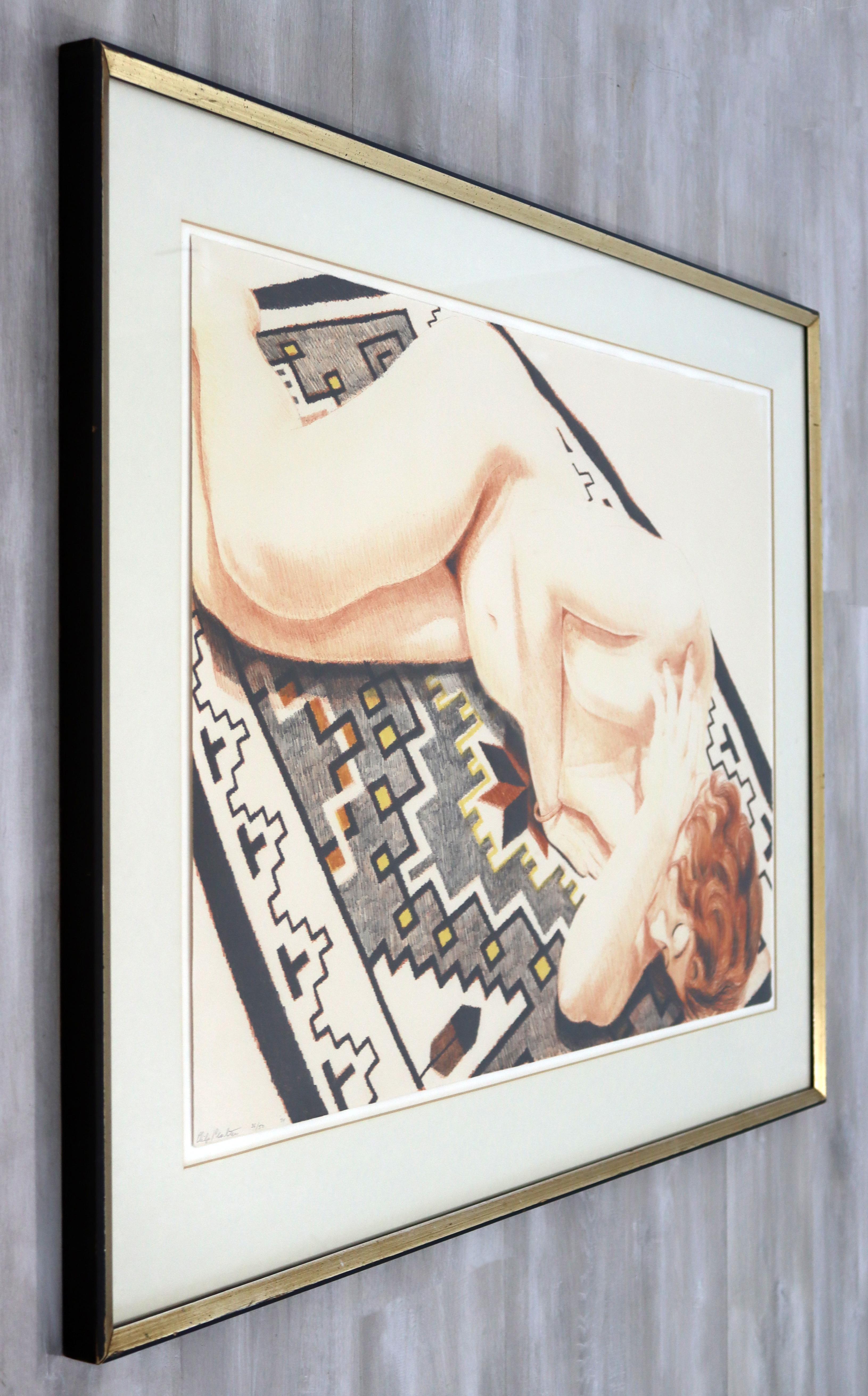 Late 20th Century Mid-Century Modern Framed Nude Model Lithograph Signed Philip Pearlstein 1970s