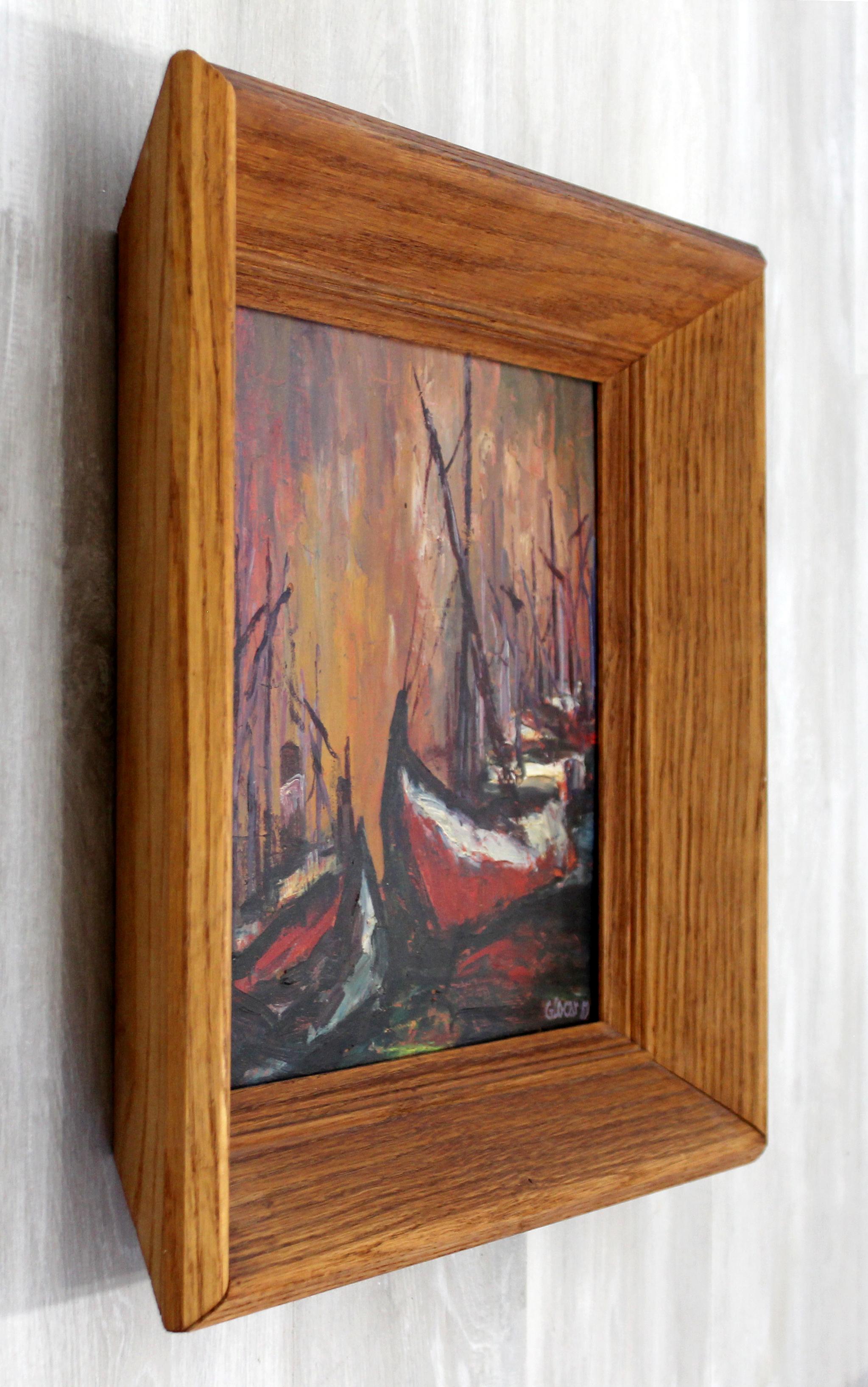 Late 20th Century Mid-Century Modern Framed Oil on Board Painting Signed by Emilan Glocar 1970s