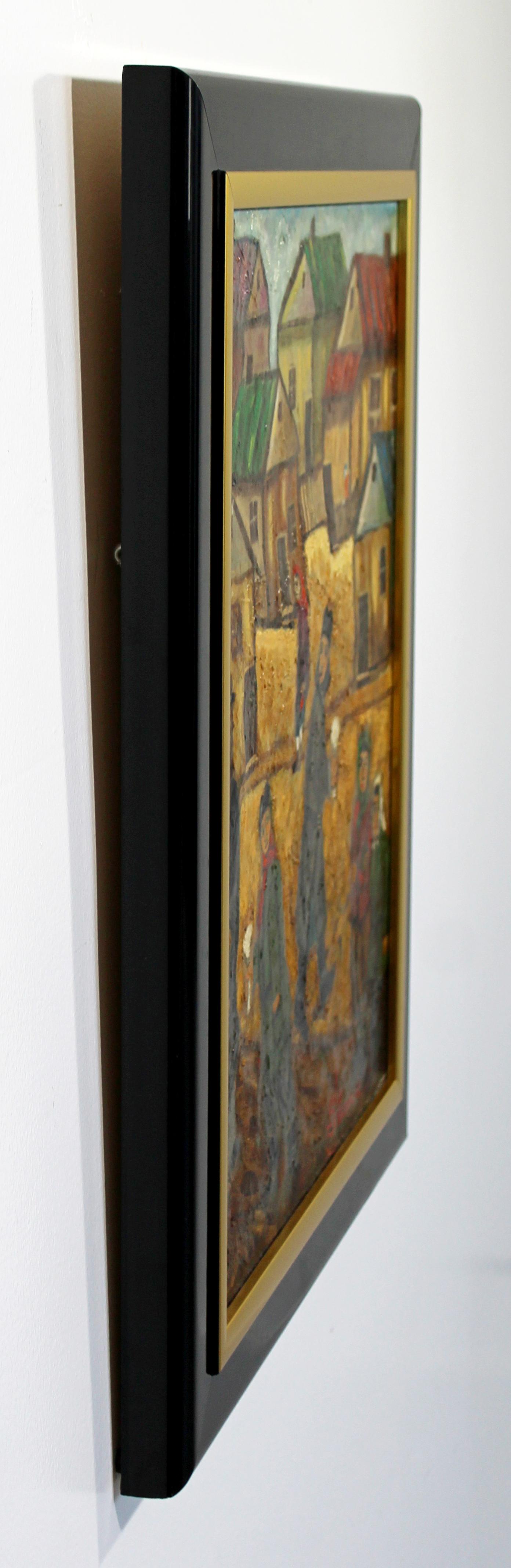 Huile sur toile encadrée moderne du milieu du siècle dernier représentant une scène, signée par Sol Selwan, 1962 Bon état - En vente à Keego Harbor, MI