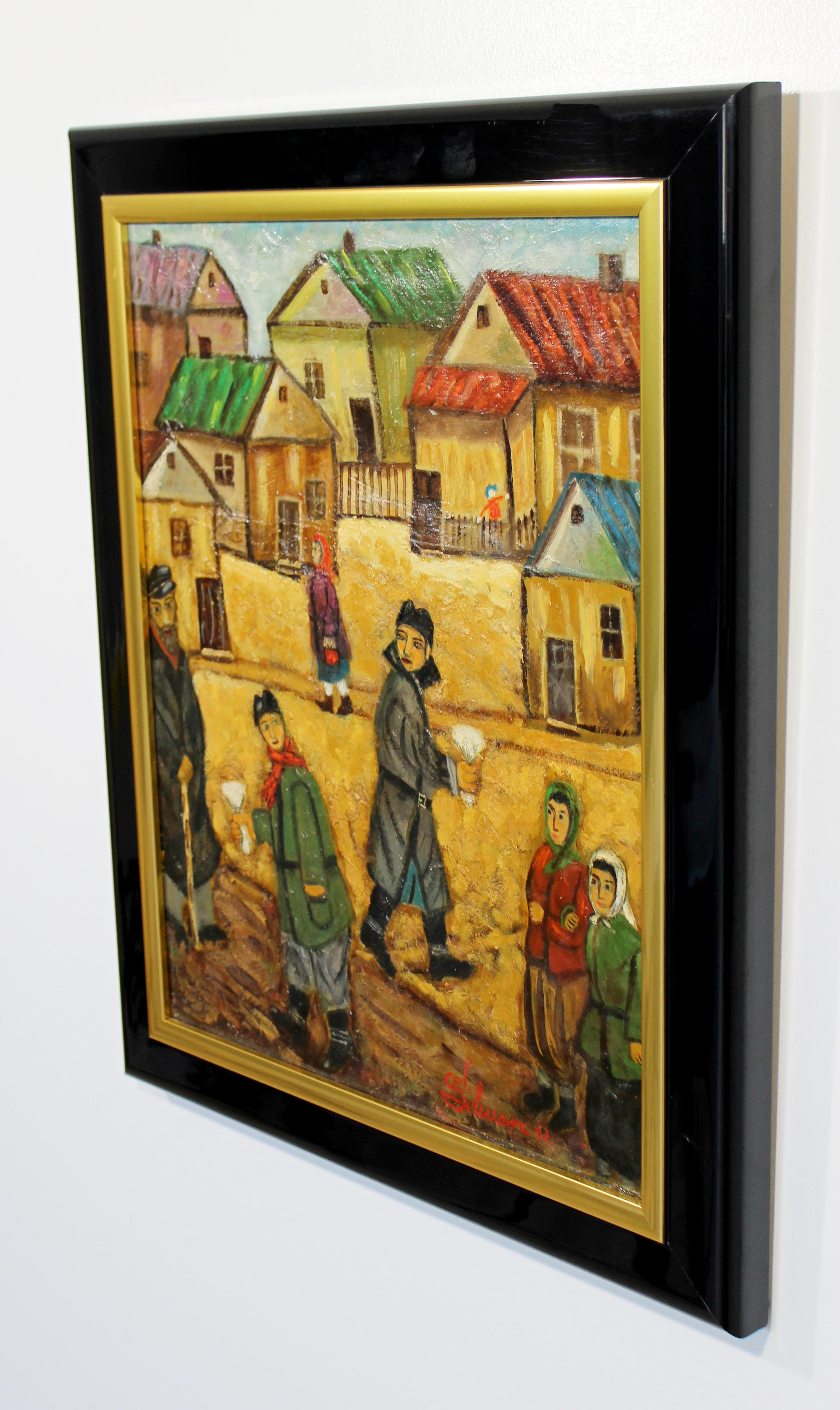 Mid-Century Modern Framed Oil on Canvas Scene Painting Signed by Sol Selwan 1962 For Sale 2
