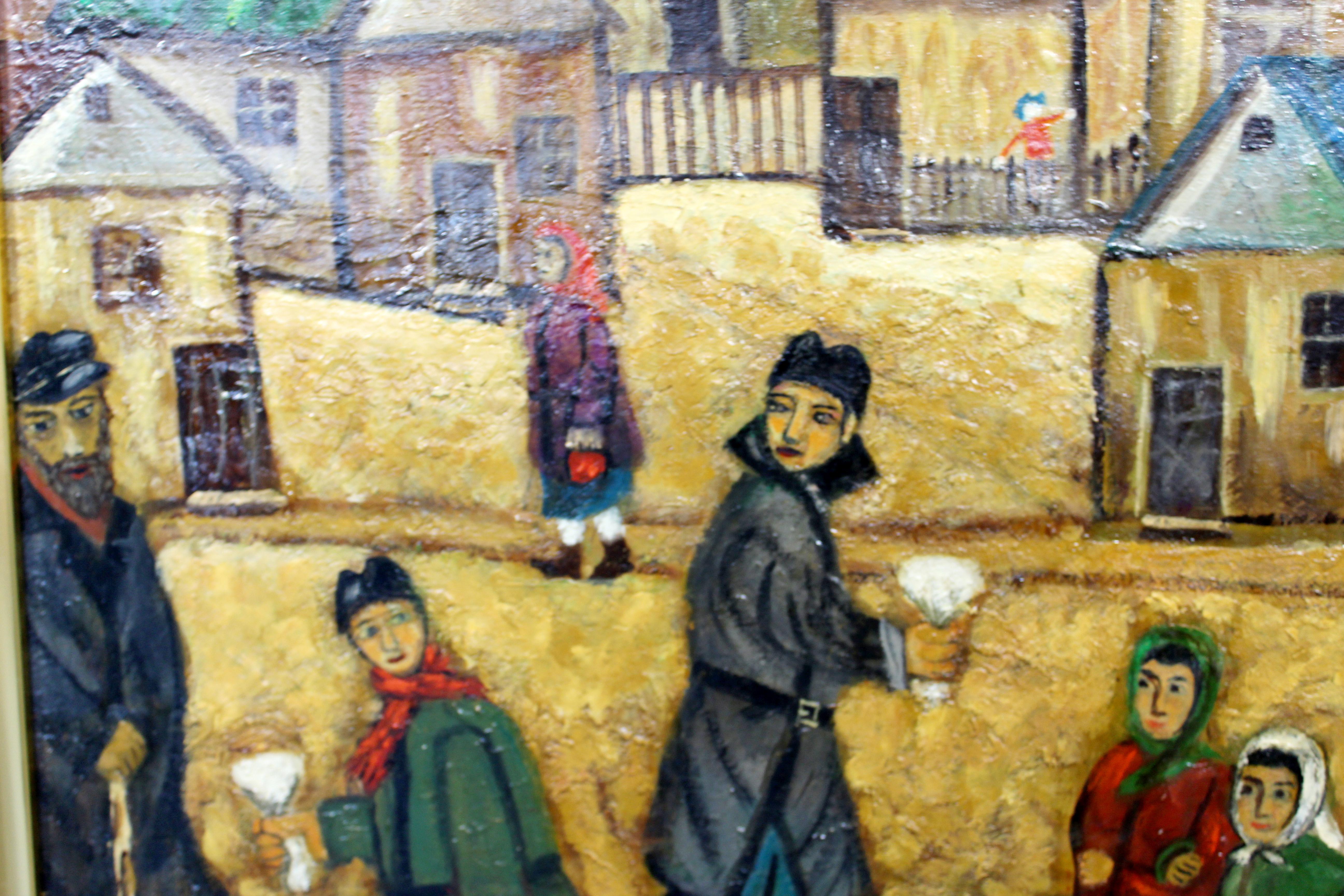 Huile sur toile encadrée moderne du milieu du siècle dernier représentant une scène, signée par Sol Selwan, 1962 en vente 1