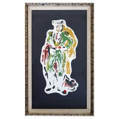 Mid-Century Modern Framed Oil Painting on Canvas Toro Scene Signed Morales 1960s