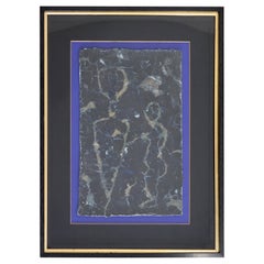 Mid-Century Modern Framed Oil Paper Painting Petite Nuit Pierre Marie Brisson