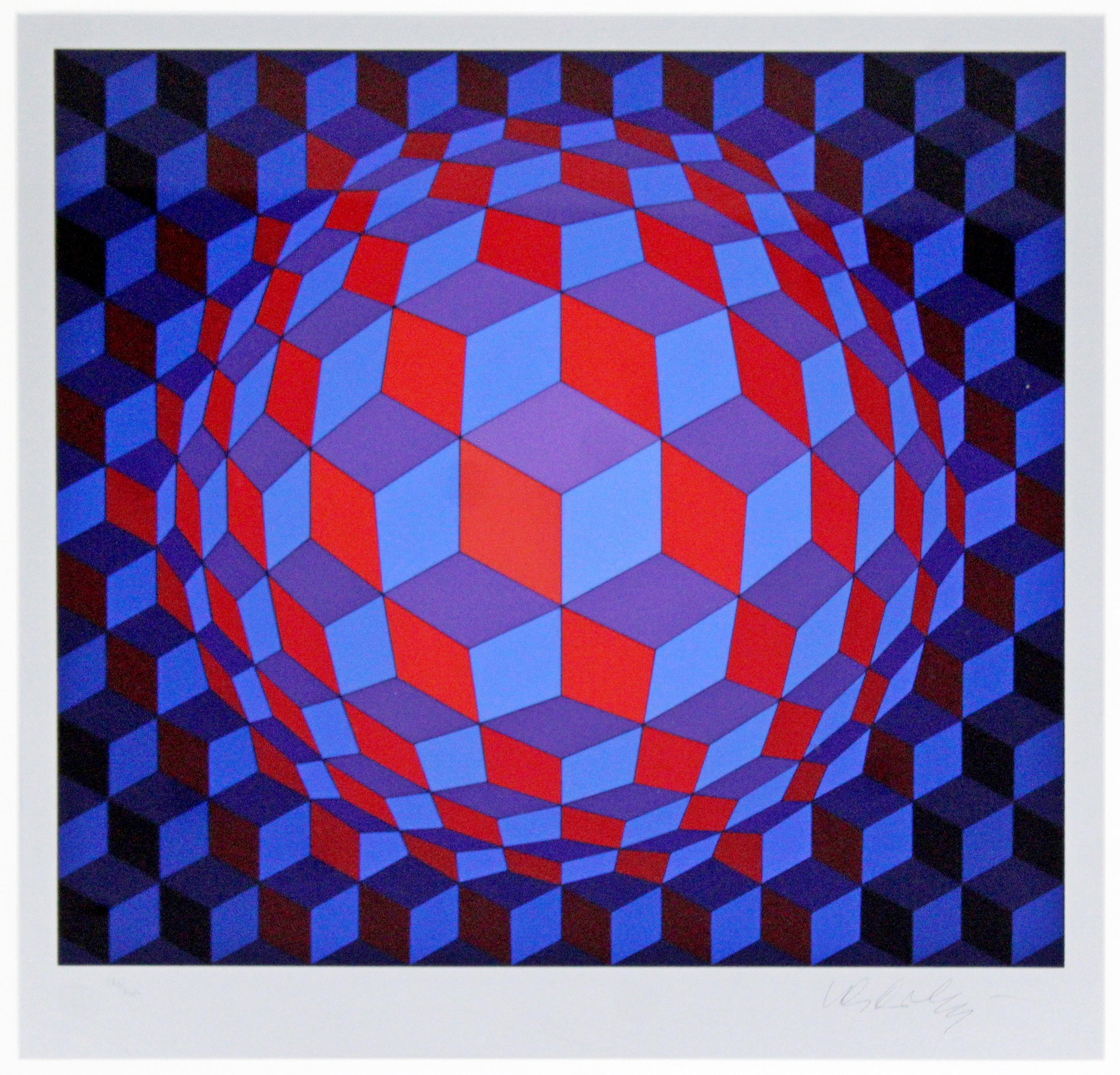 For your consideration is an eye-catching, framed Optical Art limited edition, signed and numbered by Victor Vasarely, entitled 