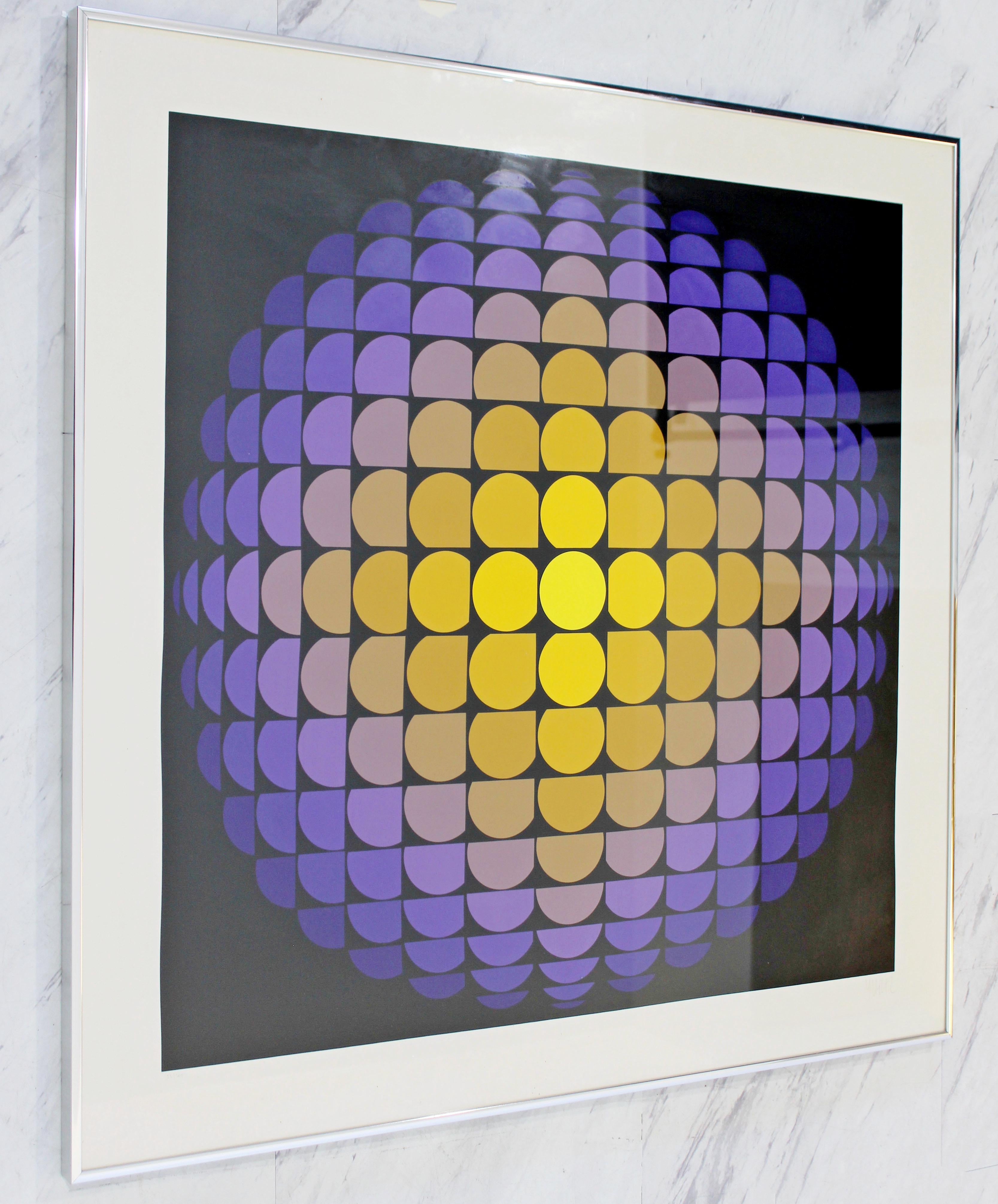 For your consideration is a phenomenal, chrome framed, optical illusion art serigraph, entitled 