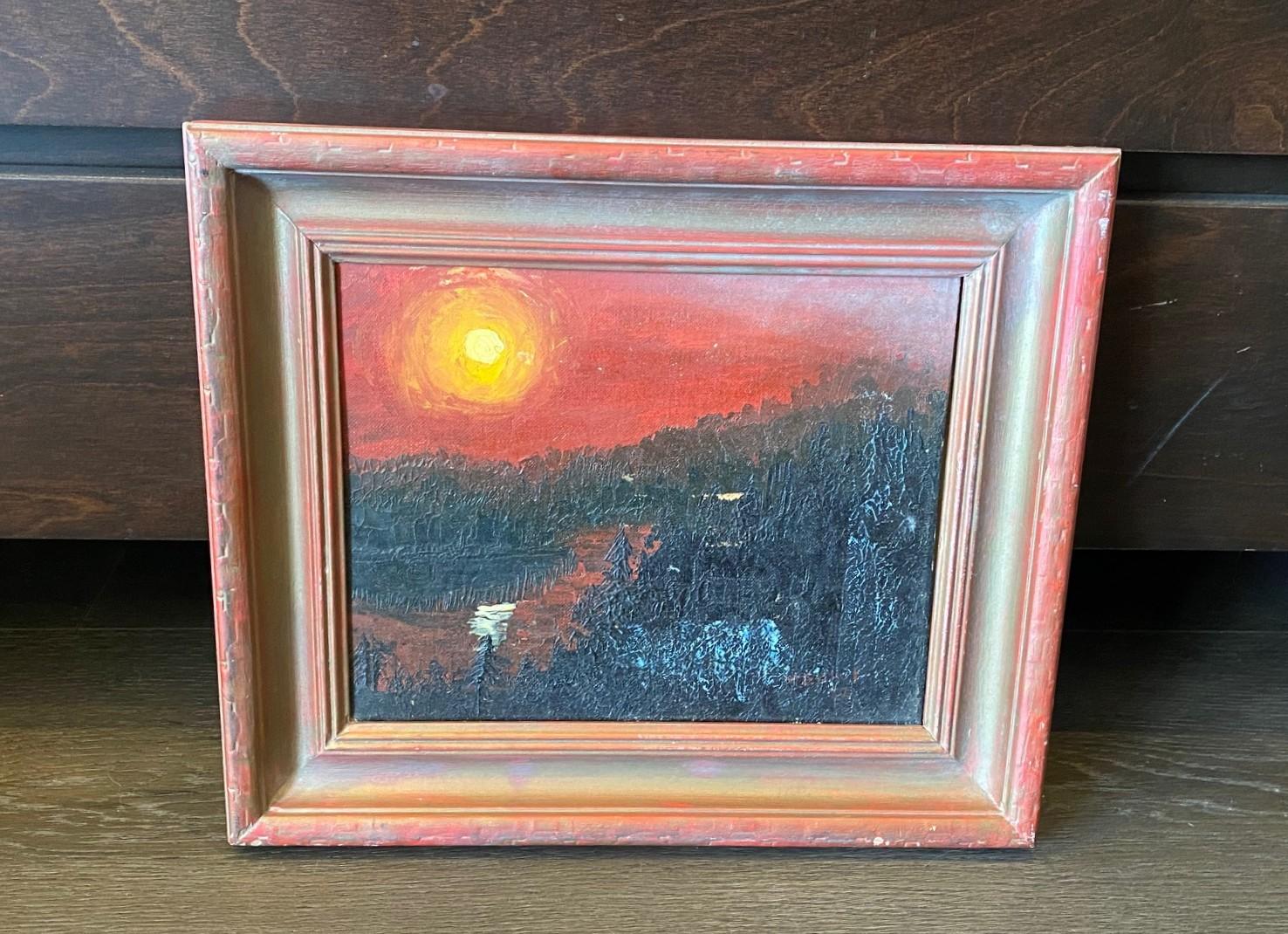 A quite beautiful and mesmerizing Mid-Century Modern original oil painting titled 