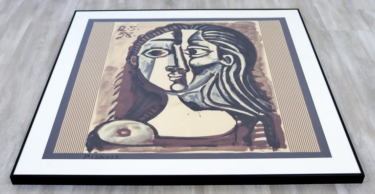 Mid-Century Modern Framed Pablo Picasso Print Printed Post-Mortem In Good Condition For Sale In Keego Harbor, MI