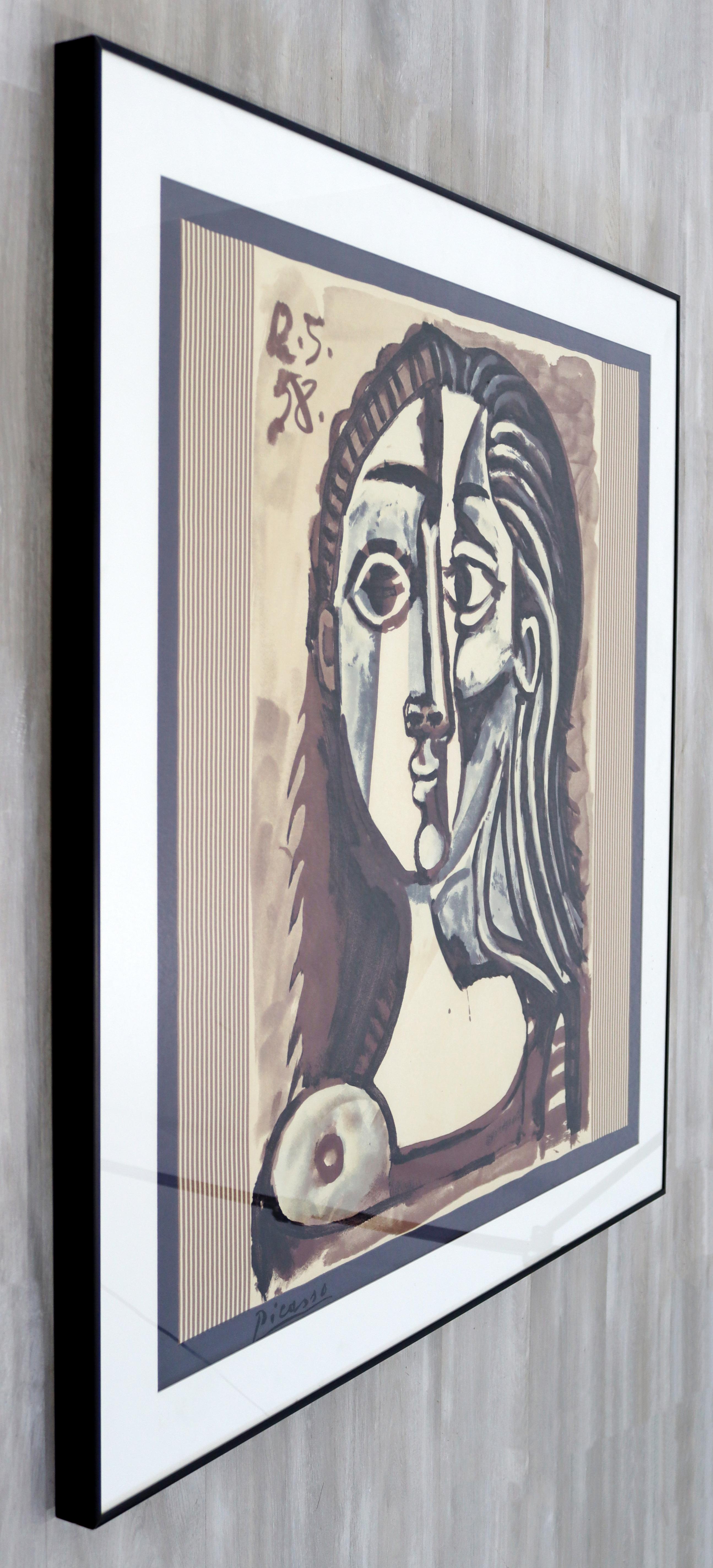 Mid-Century Modern Framed Pablo Picasso Print Printed Post-Mortem In Good Condition In Keego Harbor, MI