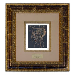 Mid-Century Modern Framed Pablo Picasso Tete De Femme Lithograph 1960s COA