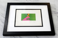 Mid-Century Modern Framed Peter Max Lithograph Signed 11/300 "Looking Left"